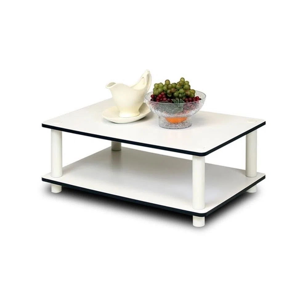 Furinno Just 2-Tier No Tools Fernsehstand, TV-Ständer, Couchtisch, Weiß, 59.9 (Breite) x 22.4 (Höhe) x 39.6 (Tiefe) cm