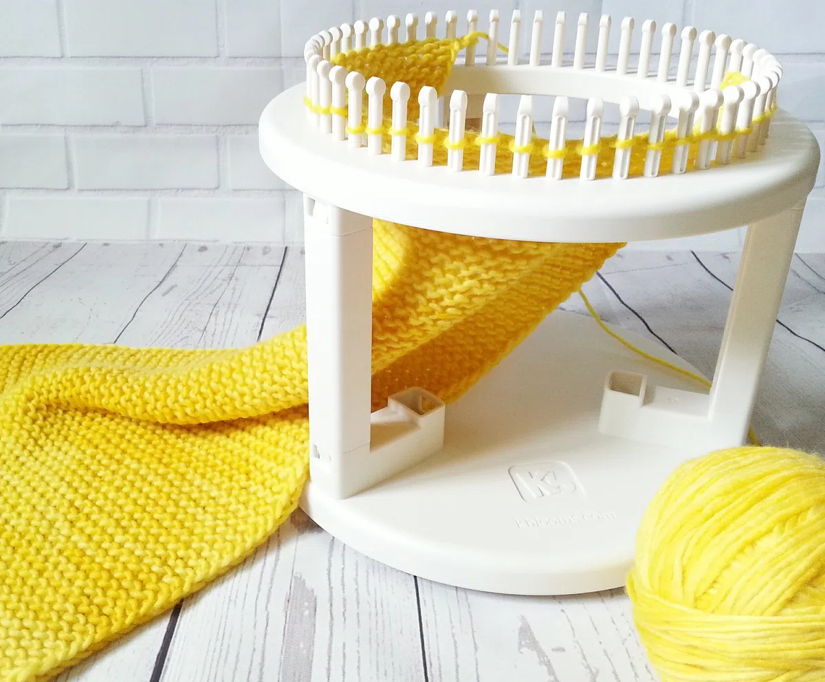 Authentic Knitting Board Drehbarer Doppelwebstuhl, gebrochenes Weiß