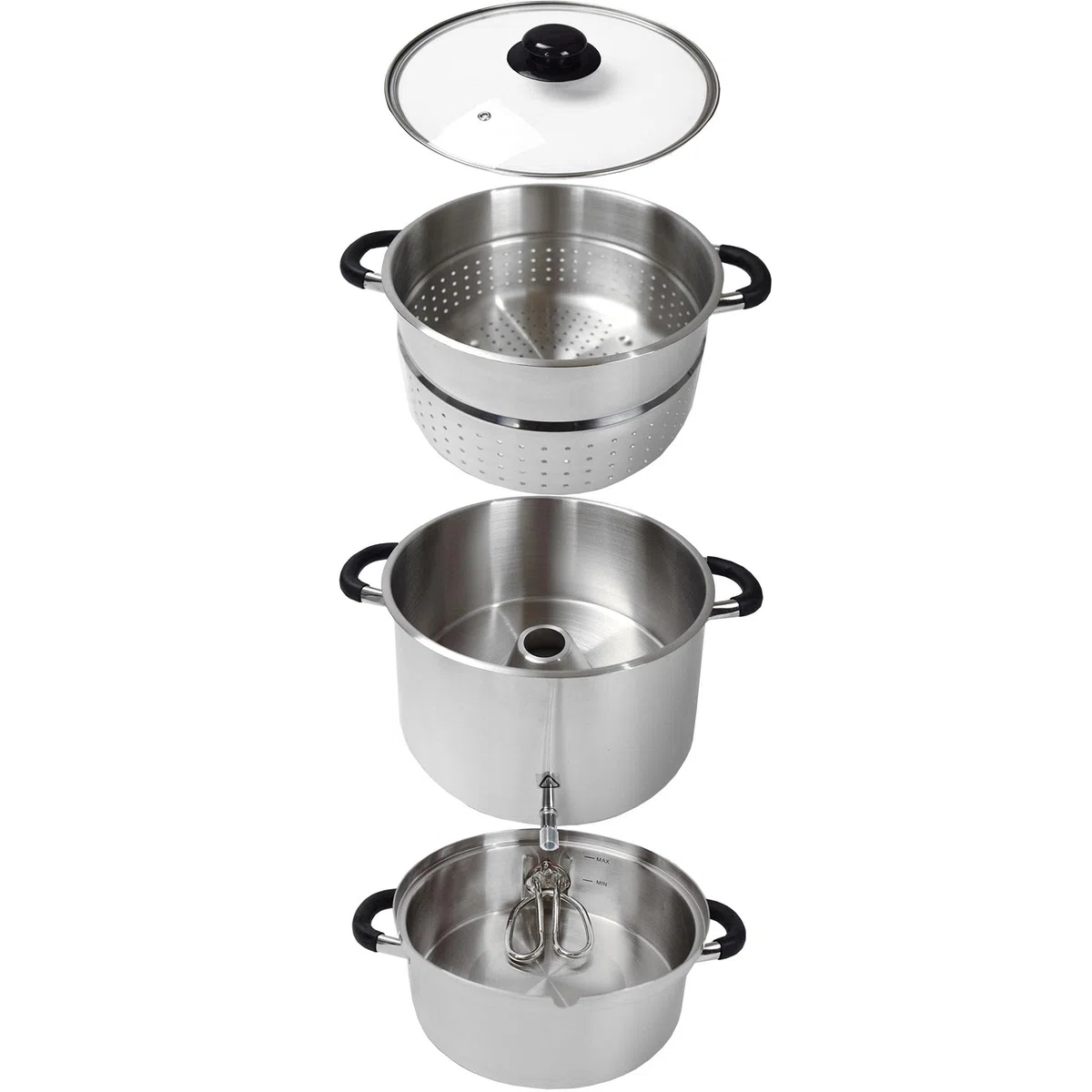 Syntrox Germany mobiler Dampfentsafter aus Edelstahl mit Glasdeckel 1500W 8.5L