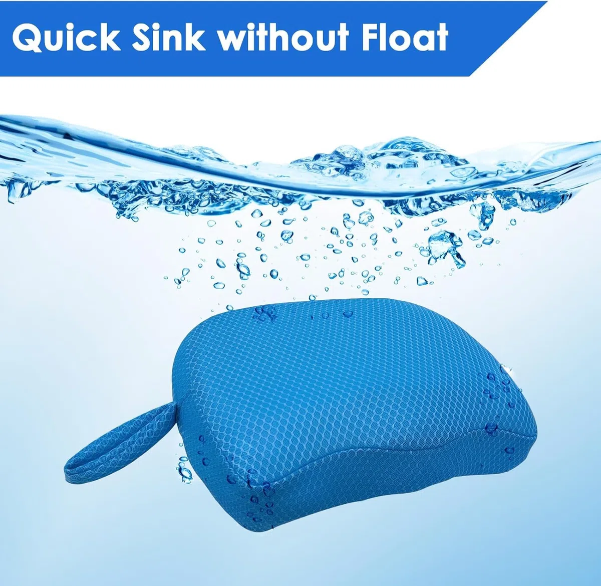 Whirlpool-Sitzerhöhung,3D-Luftnetz, tauchfähig, beschwertes Spa-Kissen mit rutschfestem Mikro-Punkt-Boden für Drinnen oder Draußen, 38 x 30 x 13 cm (Blau)