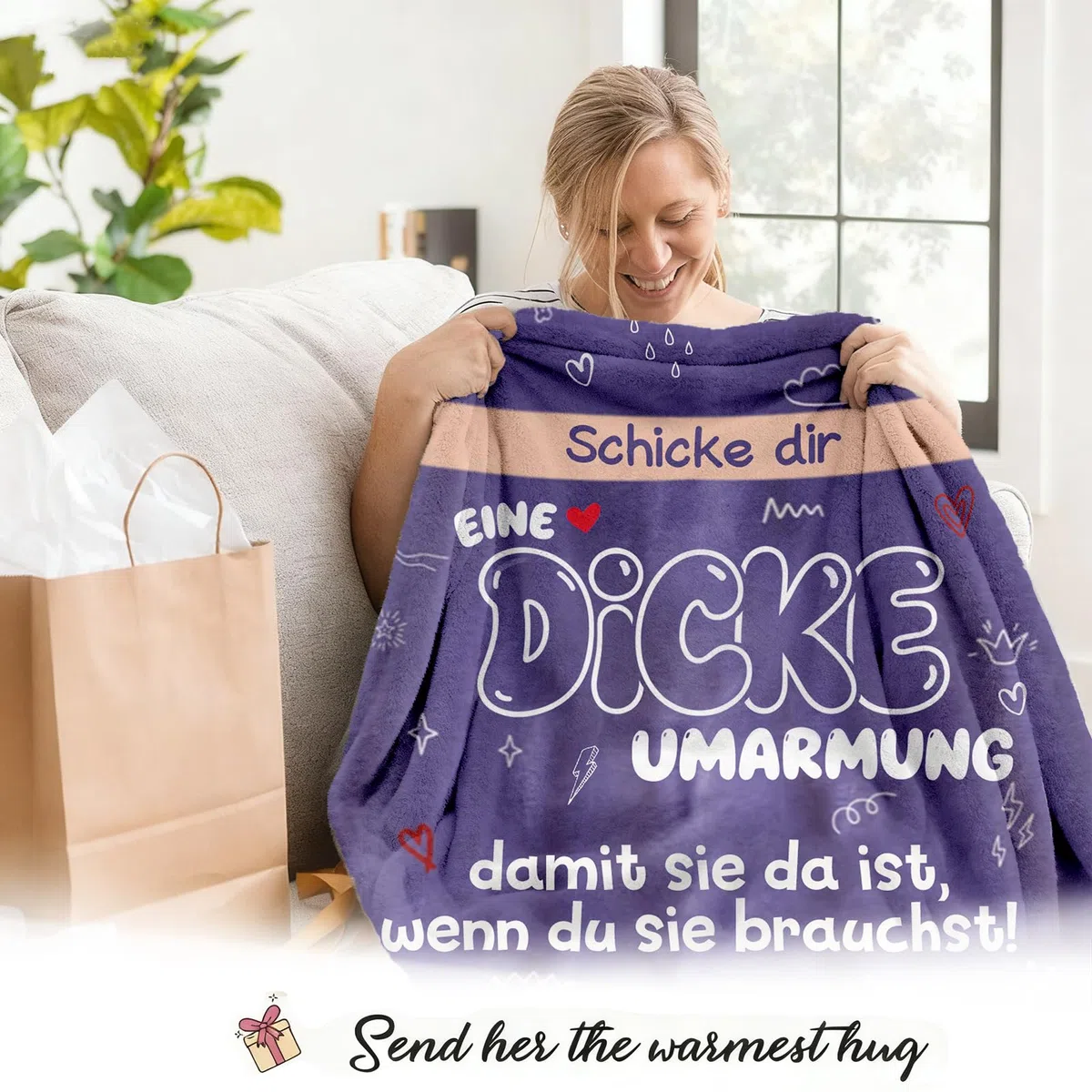 Geschenk für Frauen, Umarmung Decke mit ärmeln Geburtstagsgeschenk für Frauen, Beste Freundin Geschenke, Geschenk für Beste Freundin Schwester Mama Oma zum Weihnachten Geburtstag