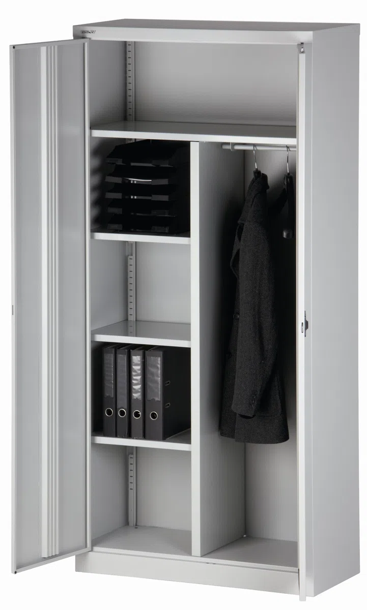 BISLEY Flügeltürenschrank Universal, Garderobeneinsatz, Metall, 645 Lichtgrau, 40 x 91.4 x 195 cm