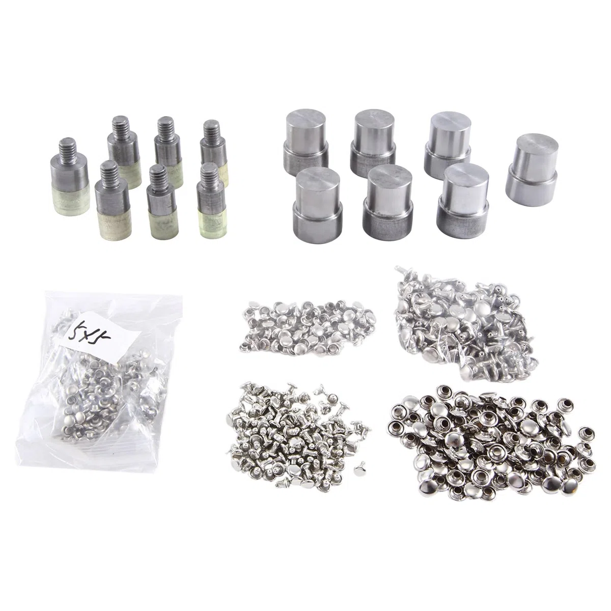 Doppelkappennieten-Formwerkzeug für Handpressmaschine, Größe 5 Mm, 6 Mm, 7 Mm, 8 Mm, 9 Mm, 10 Mm, 12 Mm, DIY-Bastelbedarf, Silber, 7 Sets