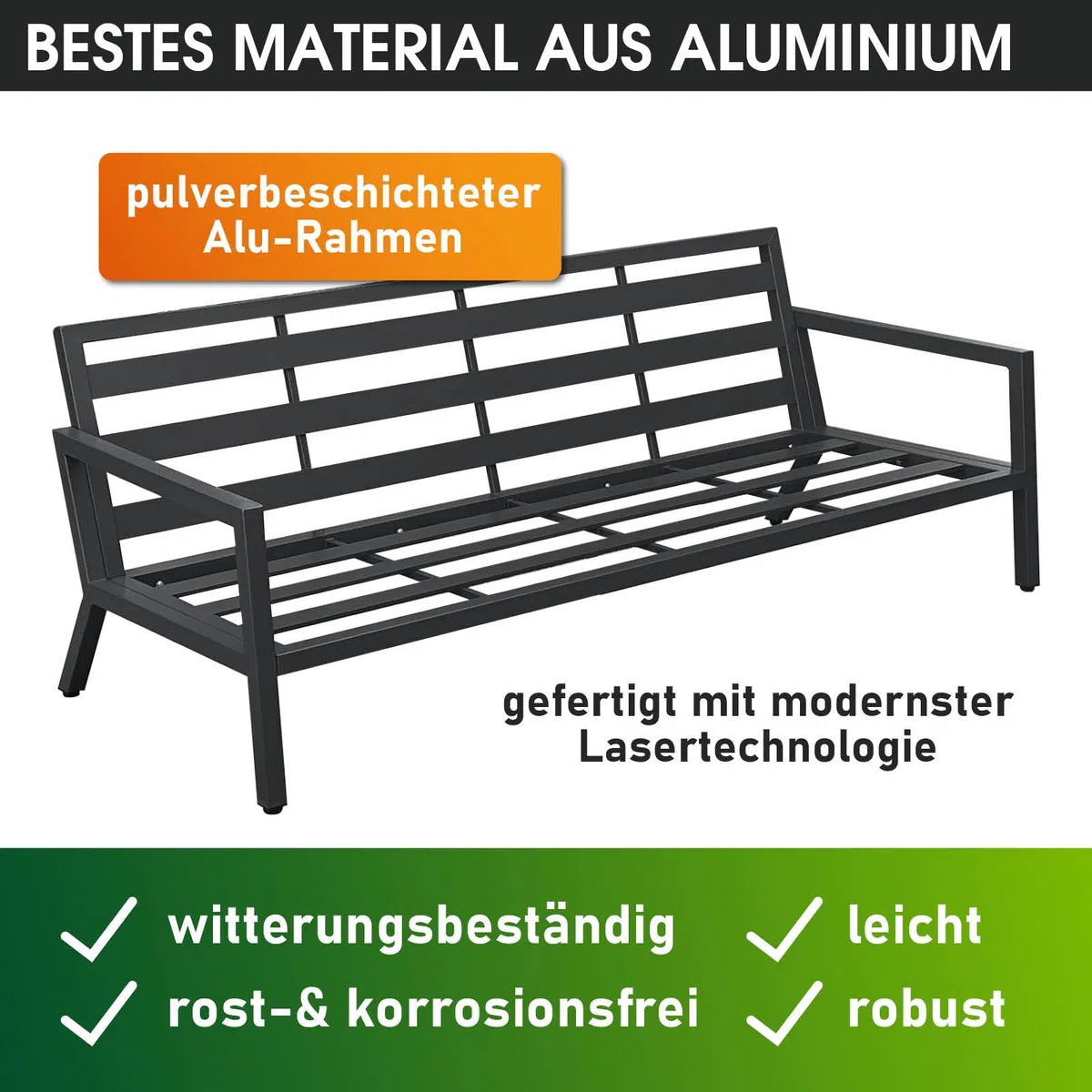 BRAST Gartenlounge-Set Aluminium Adria | viele Varianten & Module | bis zu 5 Personen | Sofa Sessel Tisch | korrosionsfrei wetterfest | Loungemöbel Essgruppe Gartenmöbel | Loungesessel