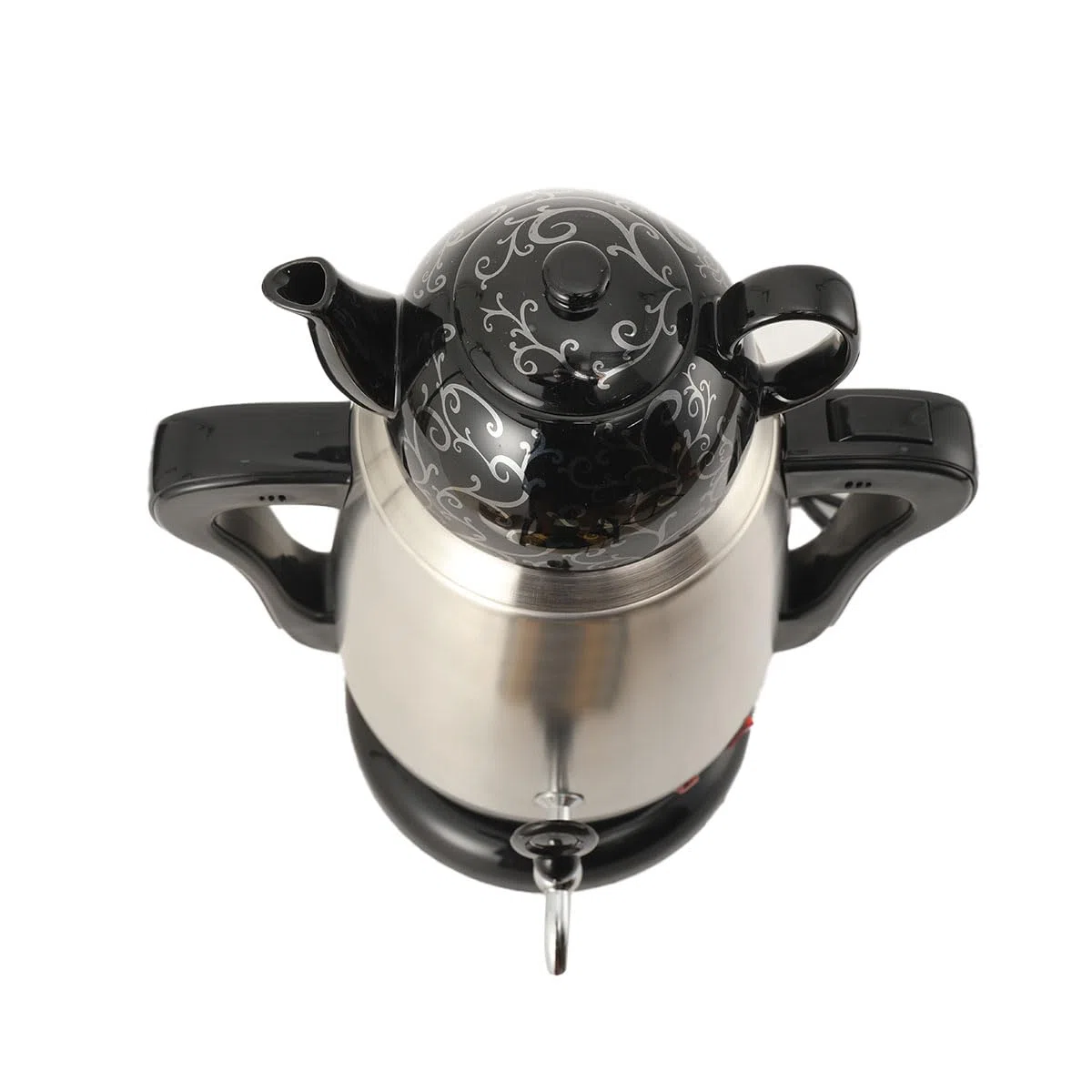 LALABU Samowar-Teebereiter,Elektrischer Samoware Edelstahl 220V, 3,5 Liter Teekocher Samovar Warmwasserbereiter mit Trockenkochschutzfunktion,Schwarz