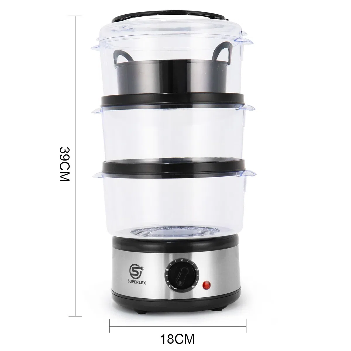 Elektrische Dampfgarer 7,5L mit 3 Behältern, 60 Min Timer, BPA-frei, spülmaschinengeeignet