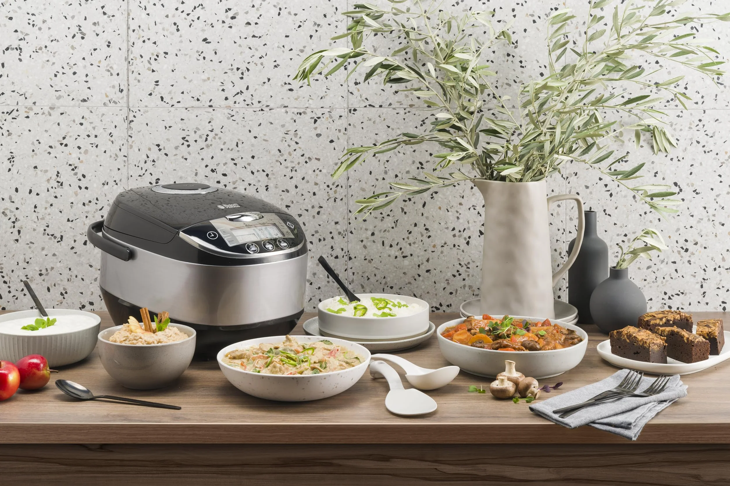 Russell Hobbs Multikocher [11-in-1: Reiskocher, Schongarer, Dampfgarer, Slow Cooker, Backoutomat, Joghurtbereiter etc.] Multicooker (5,0l, digitales Display, Anti-Kondensations-Deckel) 21850-56
