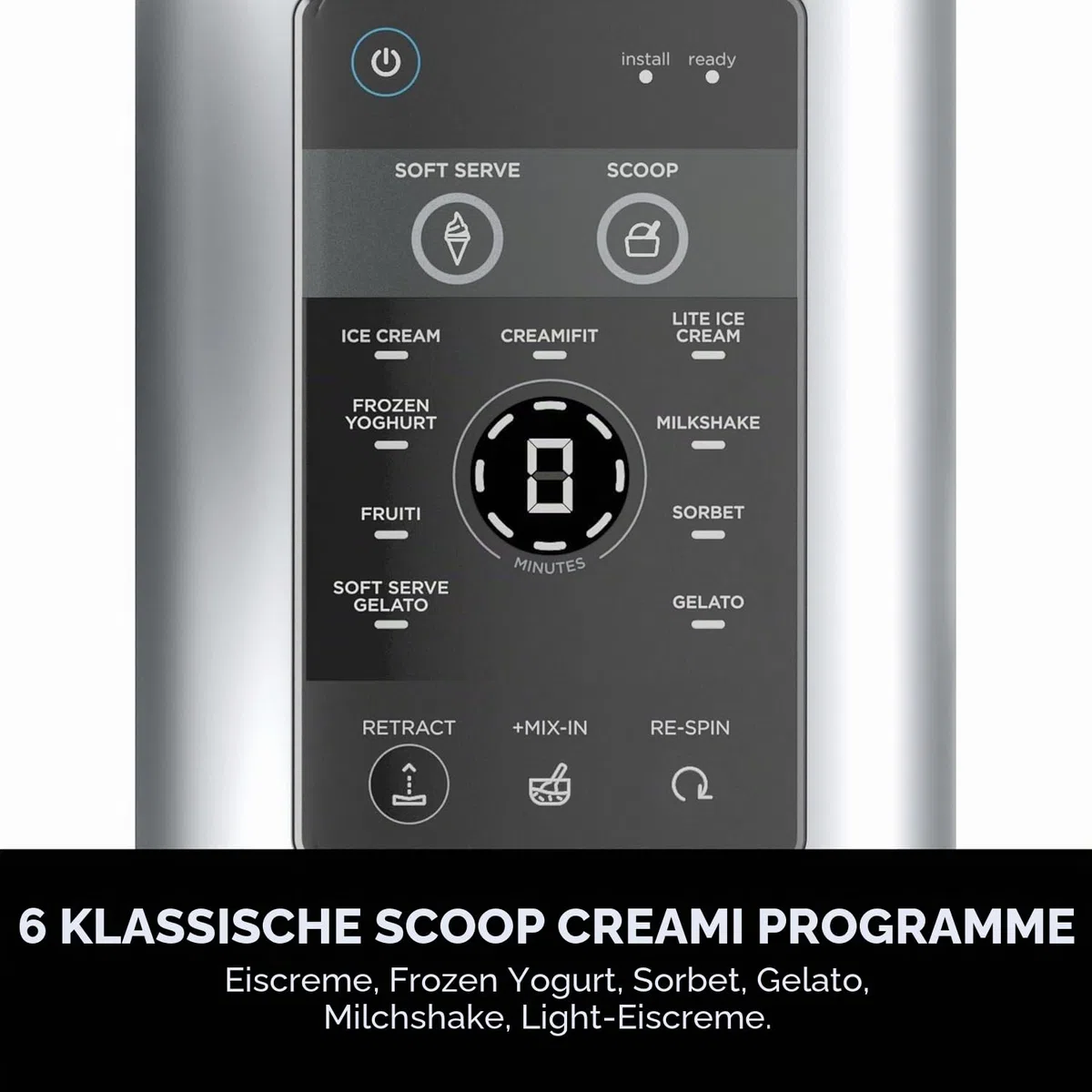 Ninja CREAMi Scoop and Swirl Soft Serve und Eismaschine mit 2x Dosen, 13 Funktionen, macht Eis, Softserve, Gelato, Sorbet, Milchshakes und mehr, Mix-In Option, Platinum Silver, NC701UK