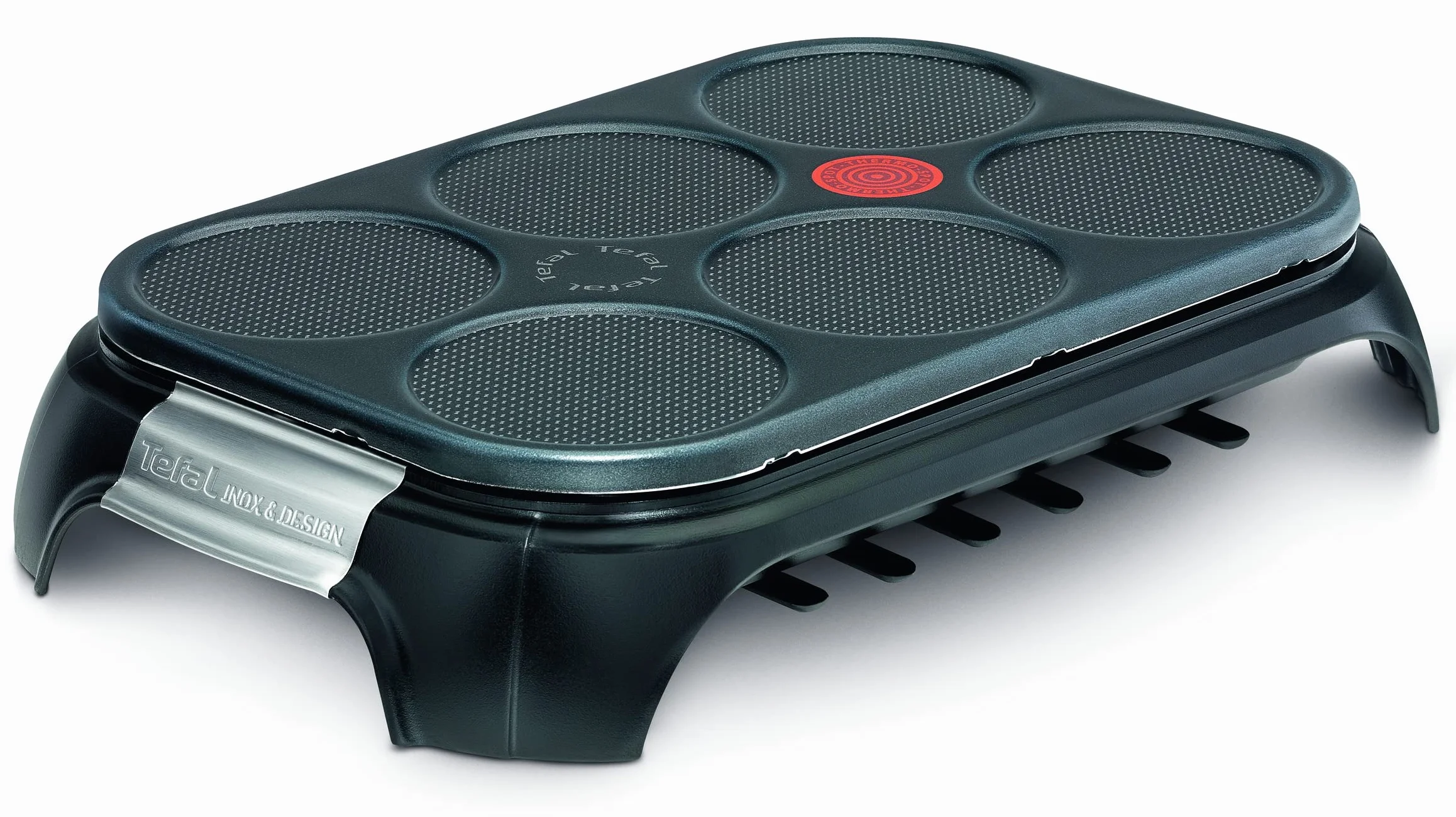 Tefal Crep Party Edelstahl & Design PY558813 - Pfannkuchen- und Antihaftbeschichtung aus Edelstahl mit einer Kapazität für 6 Pfannkuchen, Pfannkuchen oder Pfannkuch, Schwarz / Edelstahl
