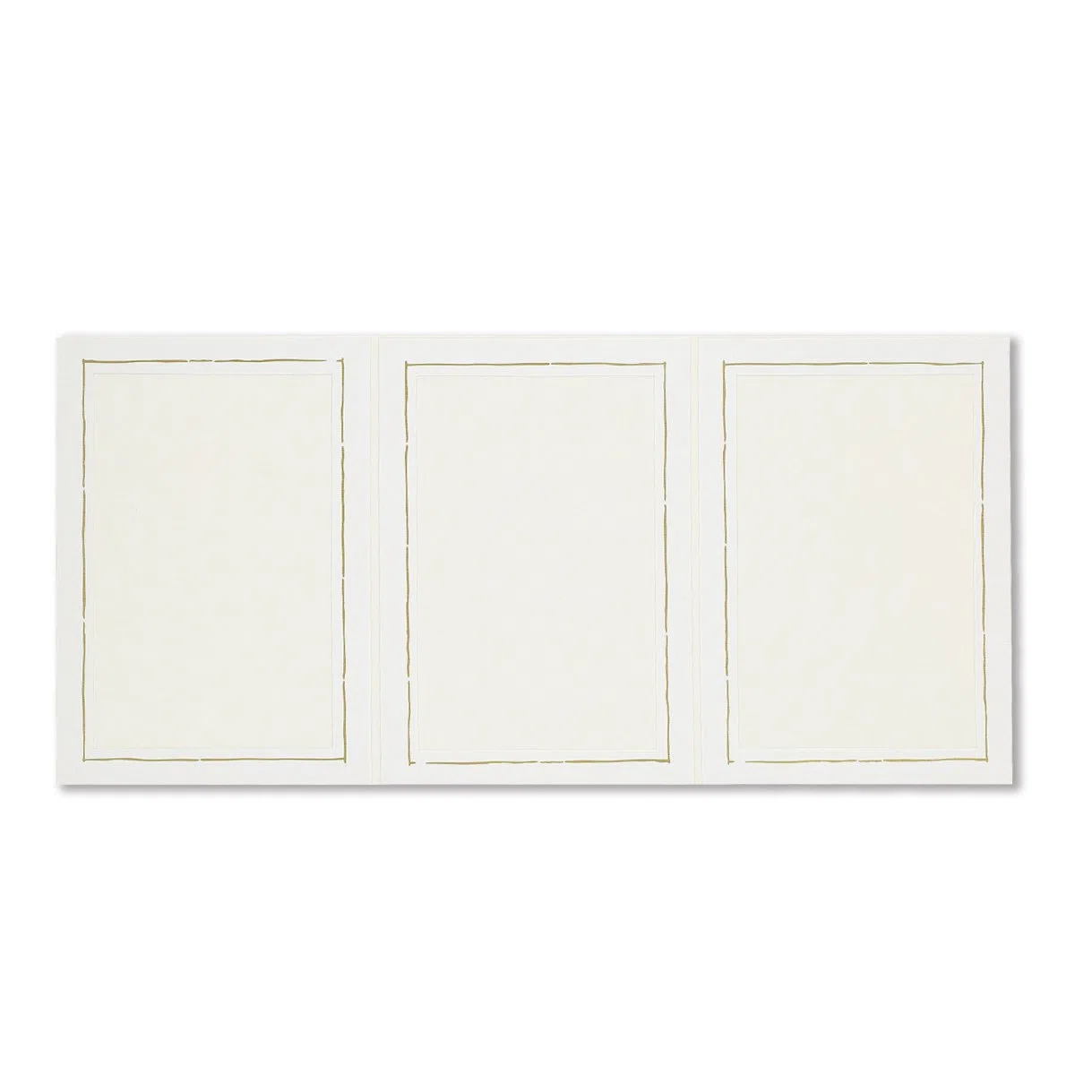 50 Stück weiße 3-er Leporellos mit Goldrand für Bildformat 13 x 18 cm Foto - Portraitmappe Passepartout Leporello Fotomappe Stückpreis 1 €