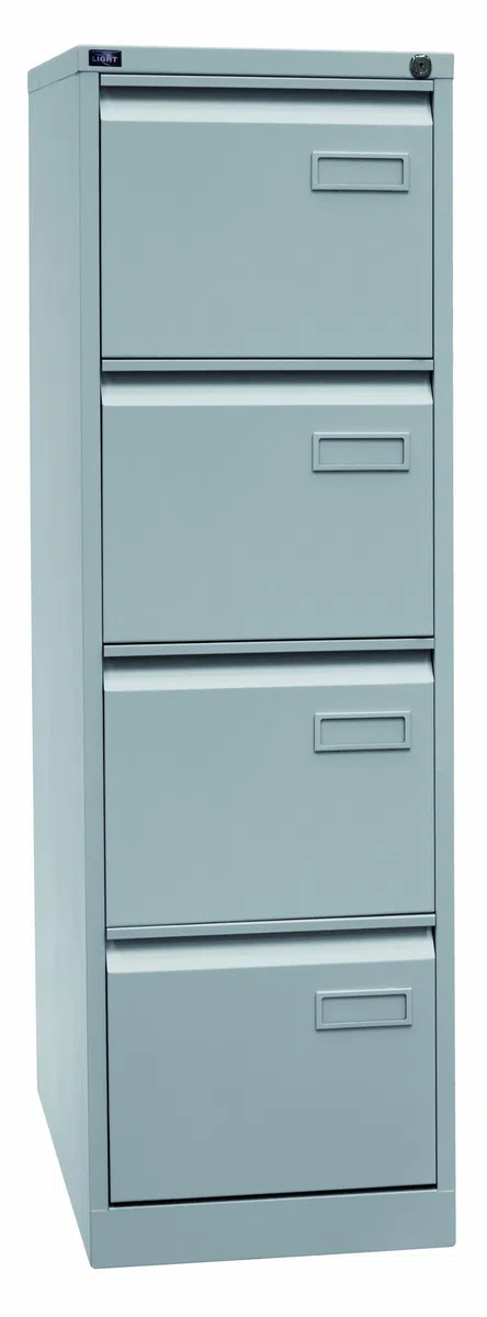 BISLEY Light Hängeregistraturschrank, einbahnig, DIN A4, 4 HR-Schubladen, 100 Prozent Schubladenauszug, Metall, 645 Lichtgrau, 62.2 x 41.3 x 132.1 cm