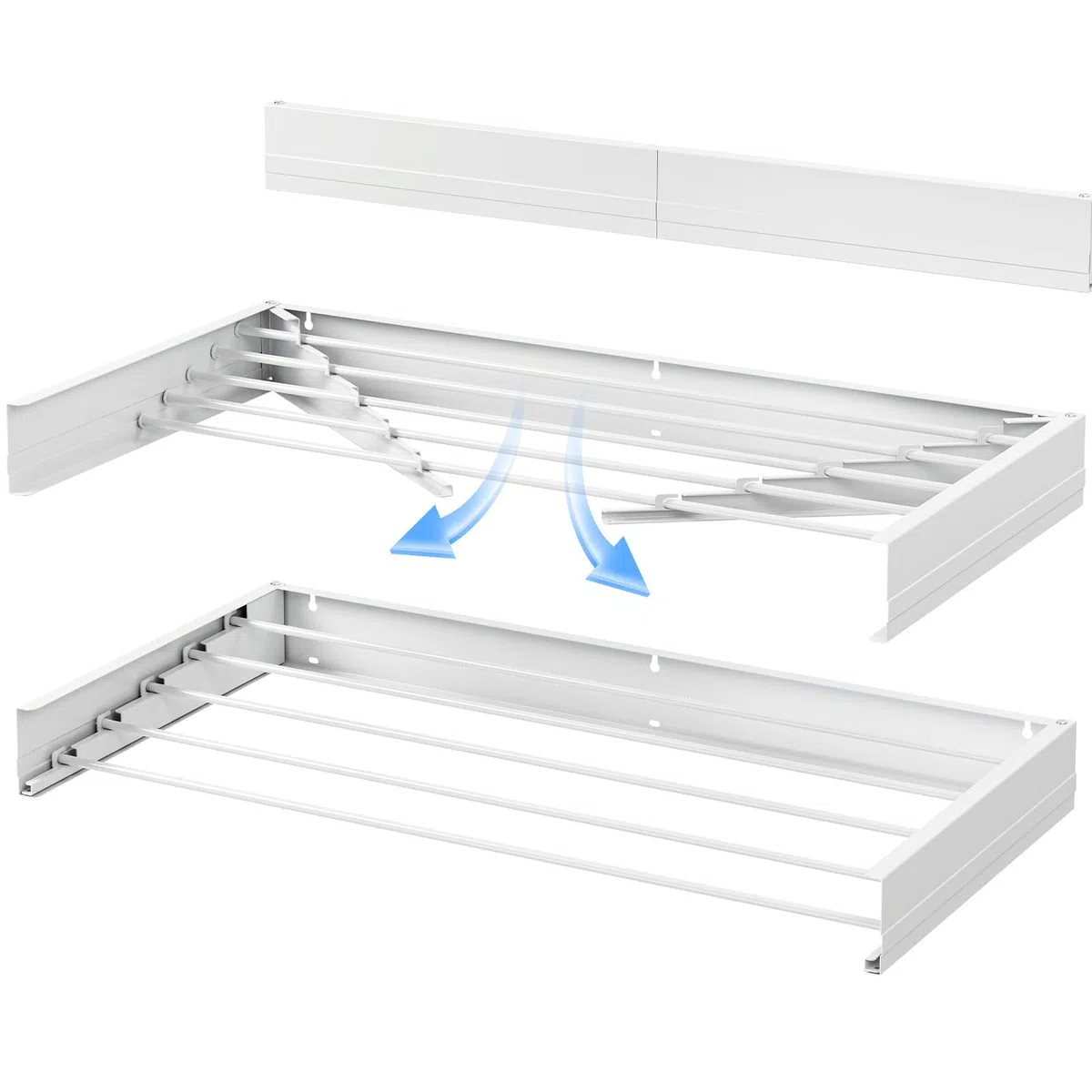 SYKIARIOL Wäscheständer Wandmontage, faltbar für drinnen oder draußen, Wäscheständer Wand, Wandwäschetrockner Ausziehbar für Innen oder Außen,Balkon, Weiß