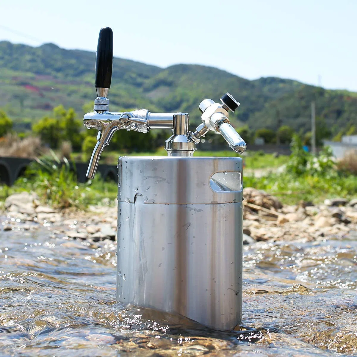 TMCRAFT 4820 ml Mini-Fass-Growler, druckgepresstes Edelstahl-Fass-Set mit verstellbarem Wasserhahn, hält frisch und Kohlensäure für selbstgebrautes Handwerk und Zugbier
