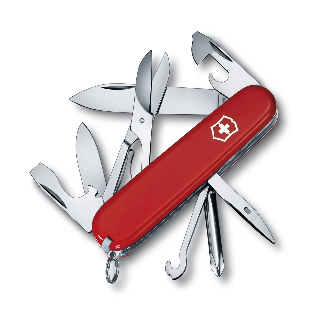 Victorinox Schweizer Taschenmesser, Deluxe Tinker, Multitool, 17 Funktionen, Klinge, gross, Dosenöffner, Schraubendreher 3 mm, Rot