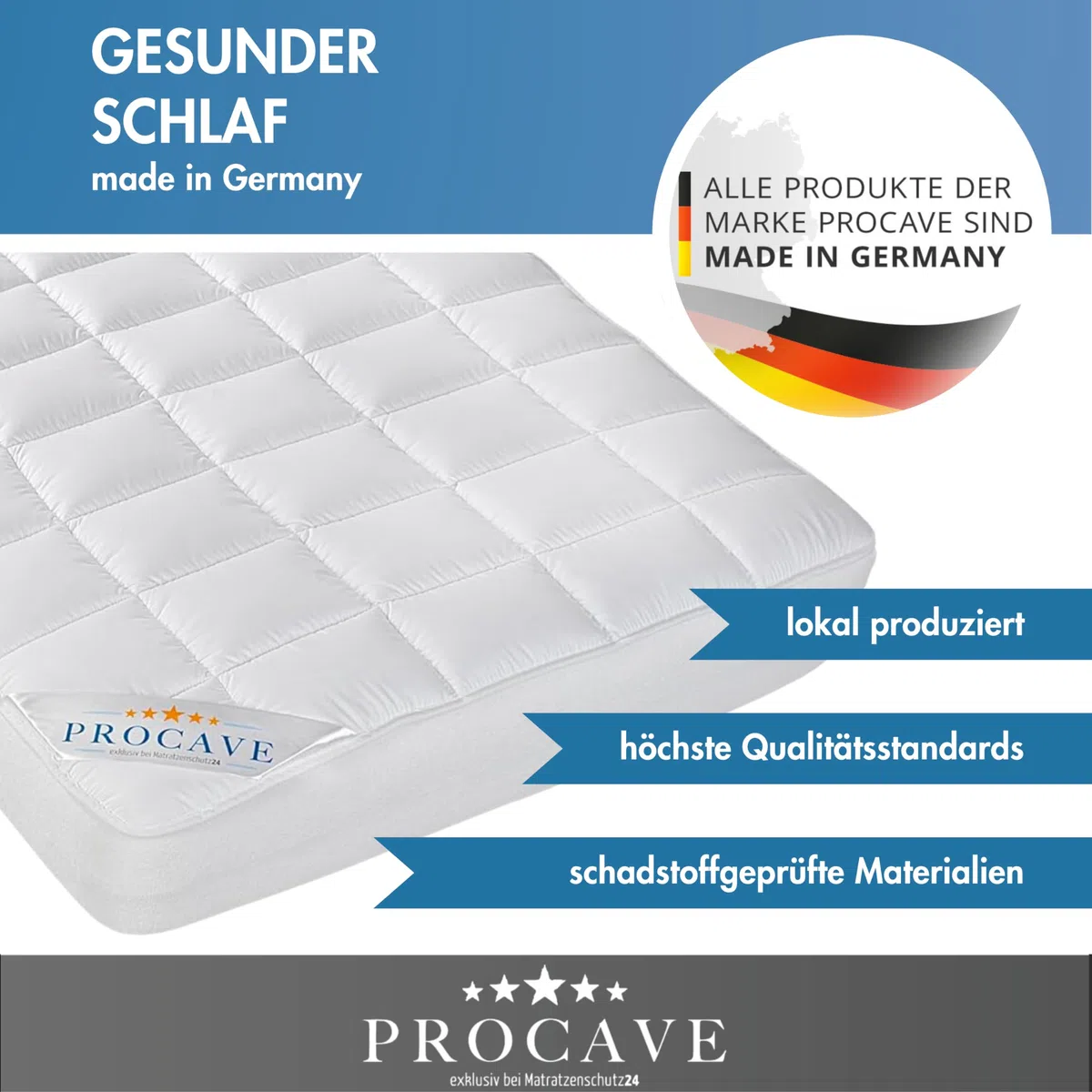 PROCAVE Micro-Comfort Matratzen-Bett-Schoner weiß 180x200 cm mit Spannumrandung | Höhe bis 30cm | Auch für Boxspring-Betten und Wasser-Betten geeignet | Microfaser | 100% Polyester | Matratzen-Auflage
