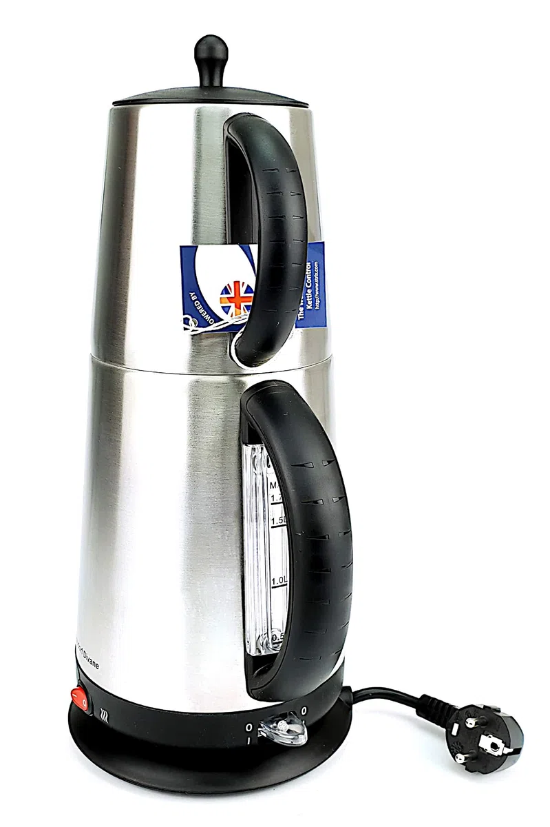 Elektronik Teemaschine DIVANE (schwarz) mit autom. Abschaltung & Warmhaltefunktion/ 2200 & 150 Watt/robuste sparsame Technik/Duales-Heizsystem/Überhitzungsschutz/Edelstahl/ 1 & 1,7 Liter