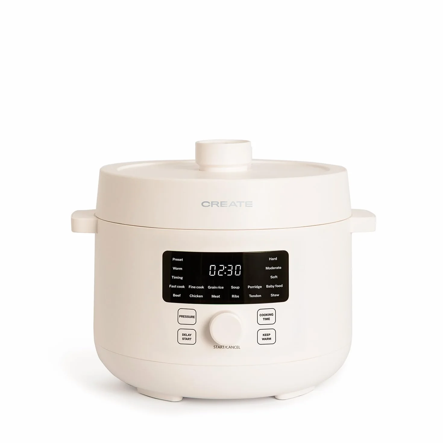 CREATE/PRESSURE COOKER STUDIO/Multifunktioneller programmierbarer elektrischer Schnellkochtopf 4L Cremeweiß / 15 Funktionen, 24h Timer, Keramik-Antihaftbeschichtung, Sicherheitsventil, 1200W