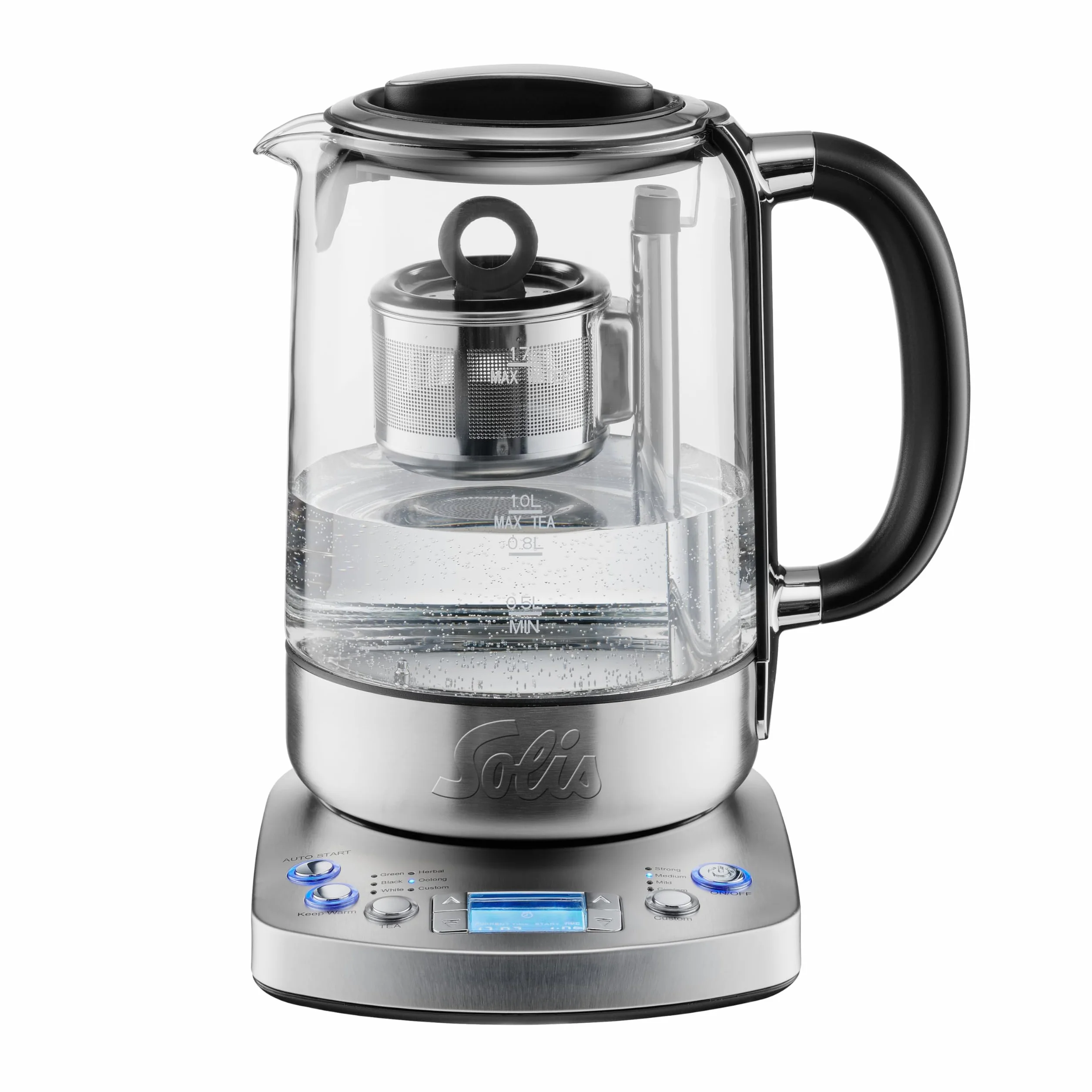 Solis Tea Kettle Automatic 5518 - Wasserkocher mit Temperatureinstellung - Teekocher - Timerfunktion - Integriertes Teesieb - 1,7 Liter Kanne