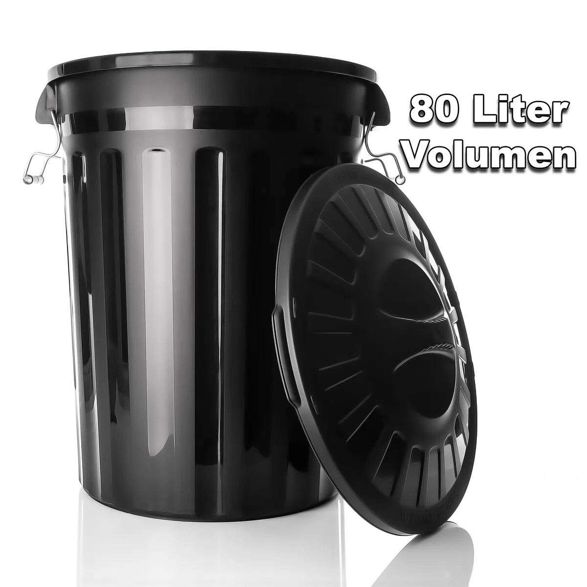 BigDean Universaltonne mit Deckel Schwarz 2 Stück wetterfest Regentonne Mülltonne Indoor Outdoor