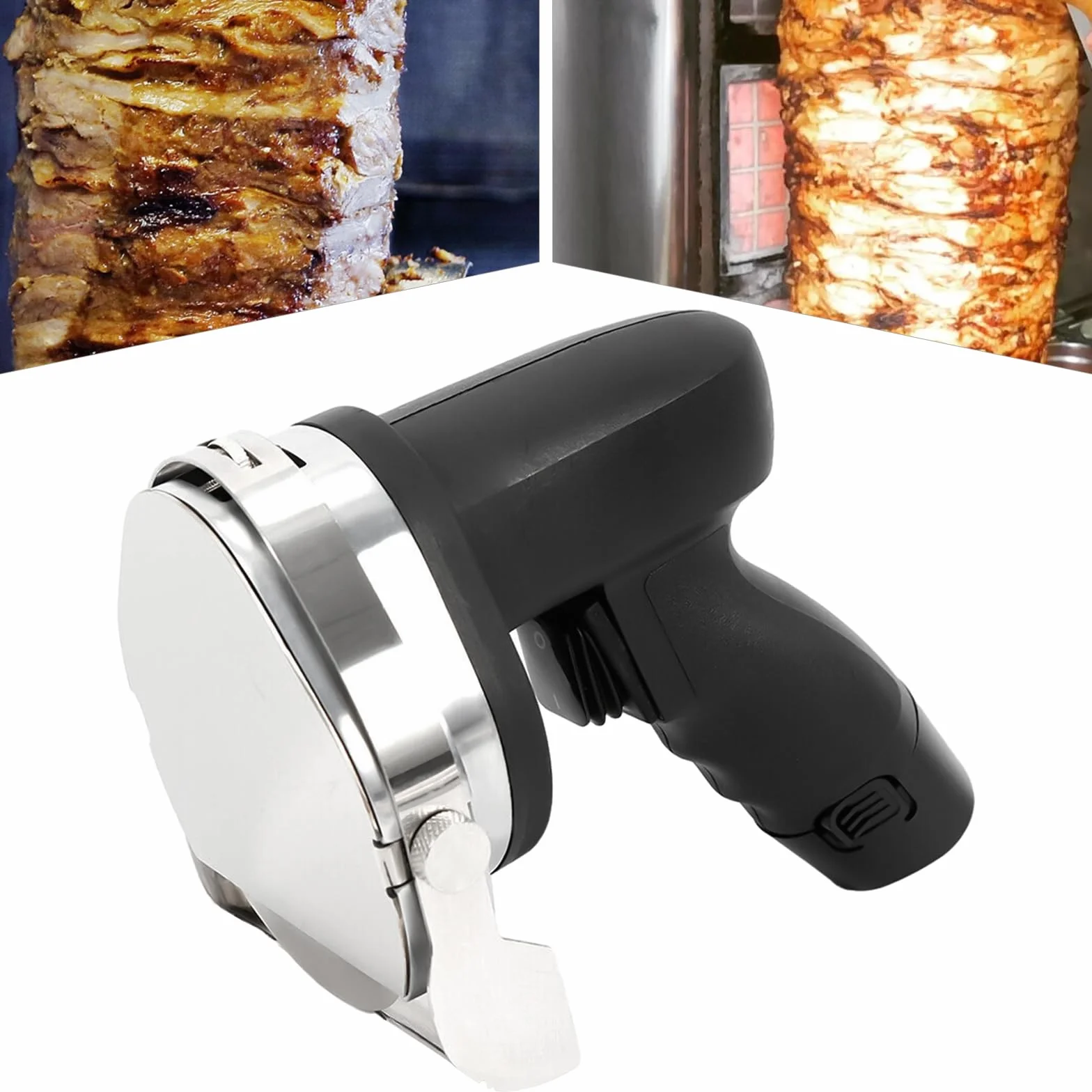 Dönermesser Elektrisch, 80W Gyrosmesser Kebabmesser, Dönerschneider Elektrisches, Profi Schneidemesser für Döner Cutter Dicke 0-8 mm, Wiederaufladbar und Kabellos