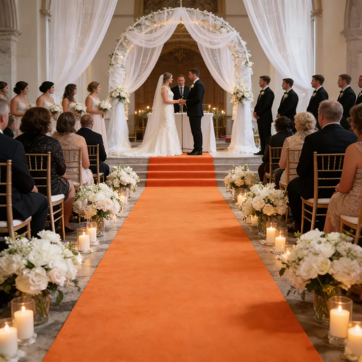 Premium-Einweg-Event-Teppichrolle, Rutschfester Bodenbelag Für Hochzeiten, Gänge, Veranstaltungen Und Gewerbeflächen(Orange,3.3x32.8ft)