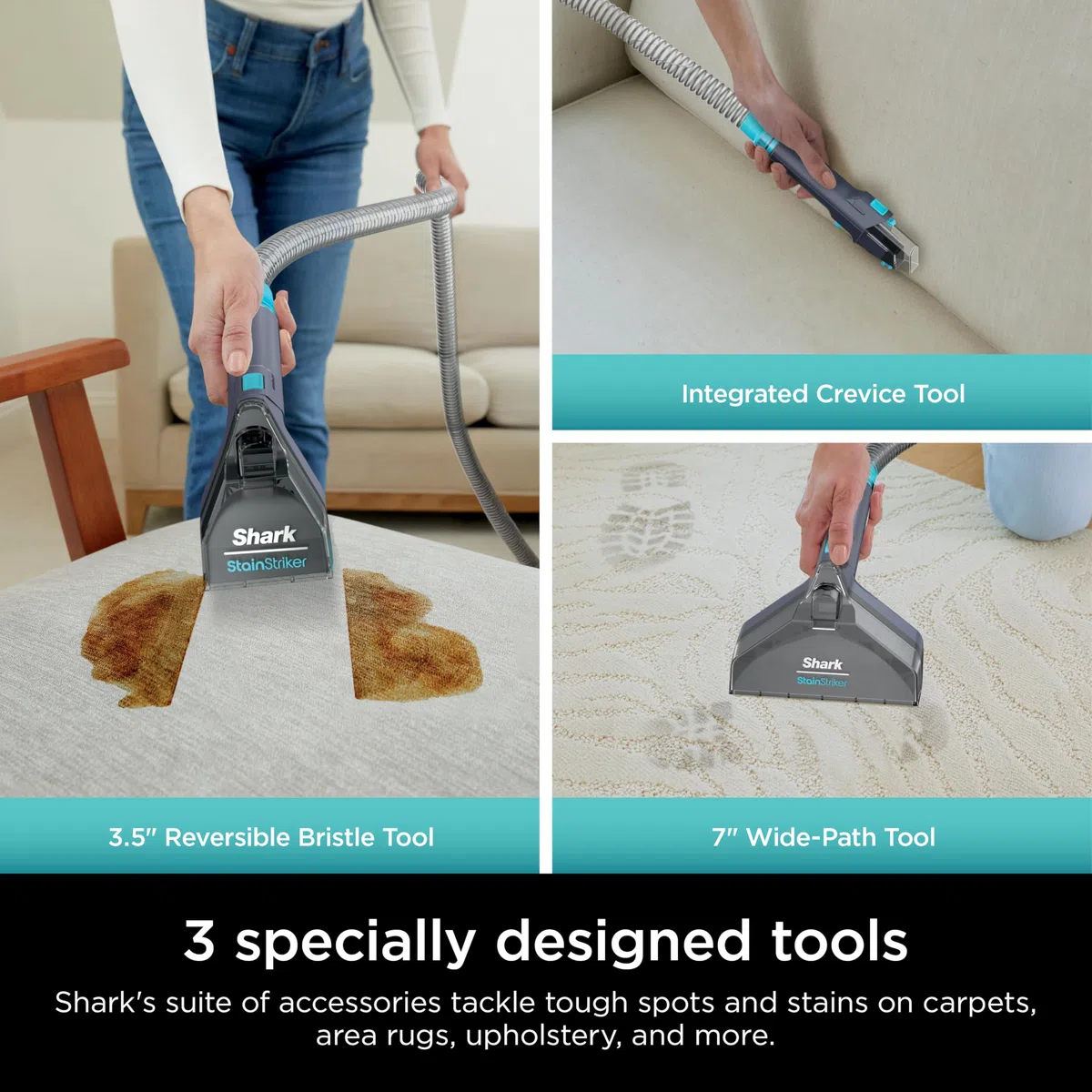 Shark StainStriker PX225BRN Tragbarer Teppich-, Polster- und Teppichreiniger, XL-Werkzeug und selbstreinigender Flecken- und Geruchsentferner, perfekt für den Autoinnenraum, 3 Reinigungswerkzeuge und