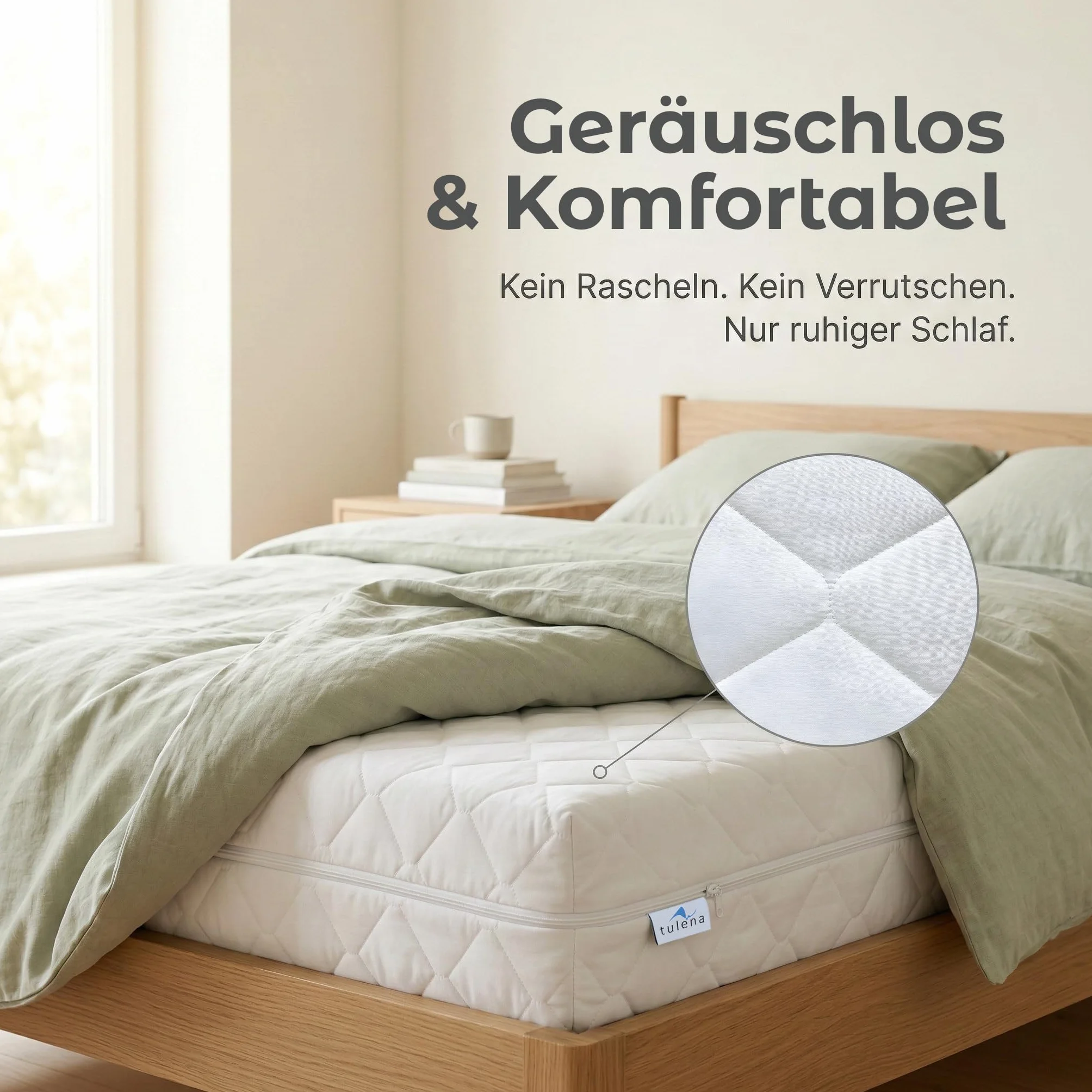 TULENA Matratzenbezug 90x200 cm Matratzenschoner mit Reißverschluss | angenehm weich, gut verarbeitet | als Ersatz Bezug | beide Seiten versteppt Doppeltuch