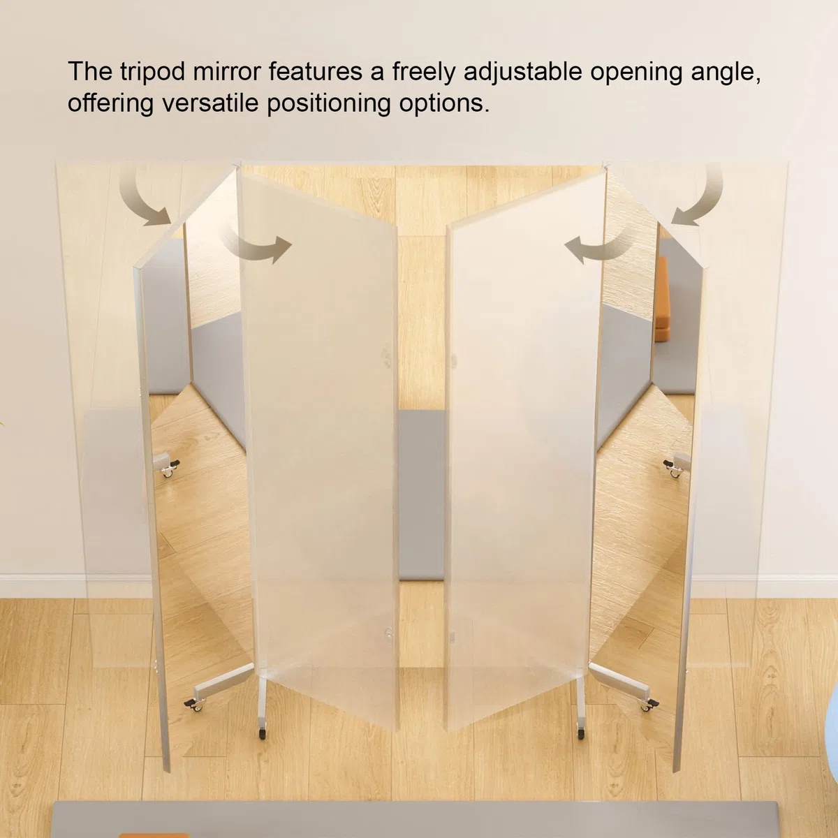 brisafe 180 x 190cm Ganzkörperspiegel, Dreifach Faltbarer Standspiegel auf Rollen, 3 Wege große Spiegel Unzerbrechlicher Fitness Tanzspiegel für uhause, Fitnessraum Studio, Schlafzimmer, Weiß