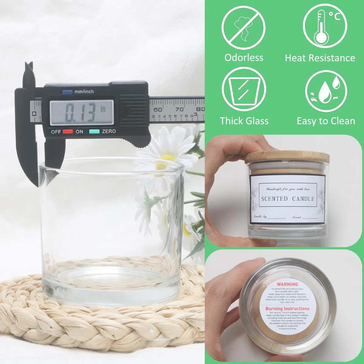 MILIVIXAY 20 Stück 118 ml Klarglas-Kerzengläser mit Deckel und Kerzenherstellungs-Kits – Großpackung kleine leere Kerzengläser für die Herstellung von Kerzen – Gewürz-, Pulverbehälter