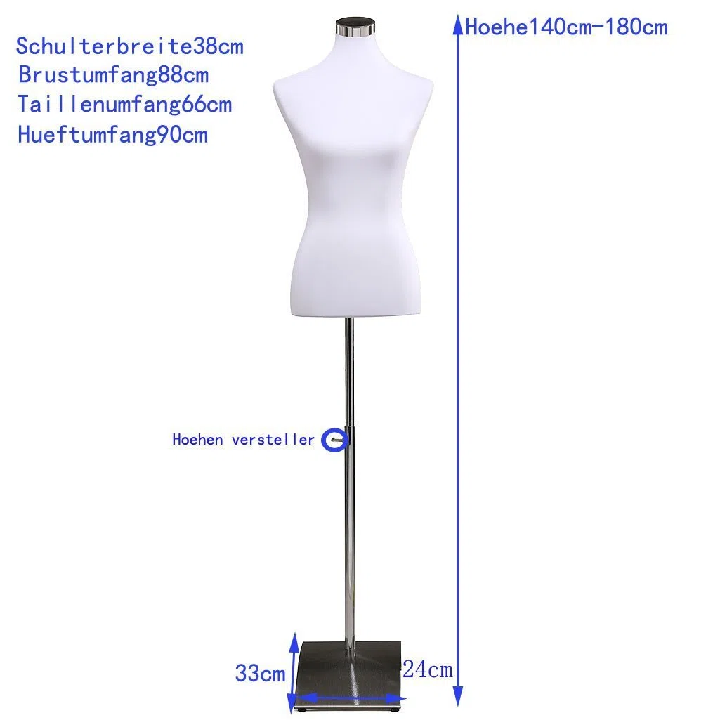 Loywe Schneiderpuppe weiblich Schaufensterpuppe Damenbüste Schneiderbüste kleiderpuppe Büste Torso Gr.36/38 JL6020 (Weiß)