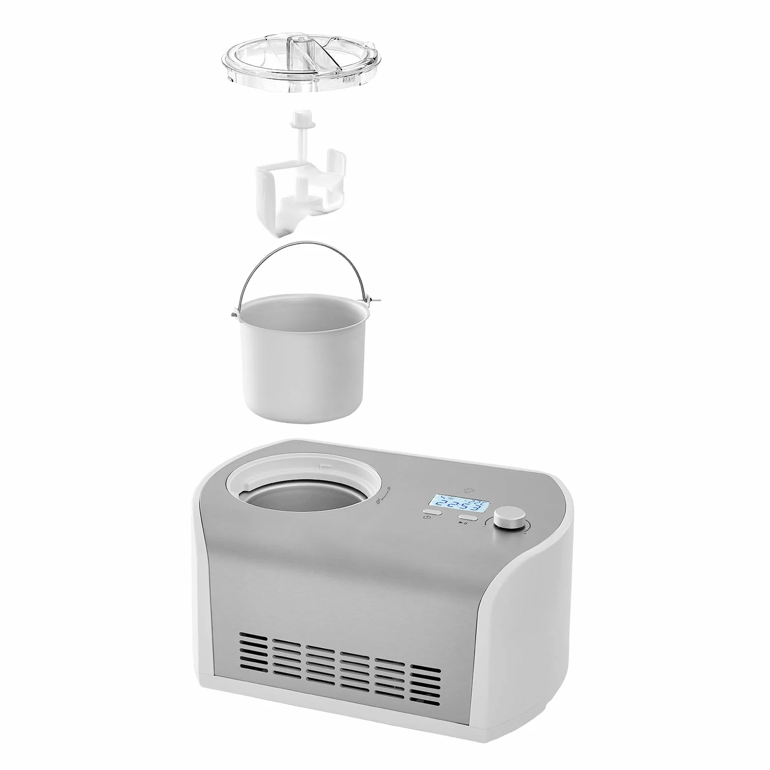 SPRINGLANE Eismaschine Elli 1,2 L mit selbstkühlendem Kompressor 135 W, Eiscrememaschine aus Edelstahl mit entnehmbarem Eisbehälter, inkl. Rezeptheft
