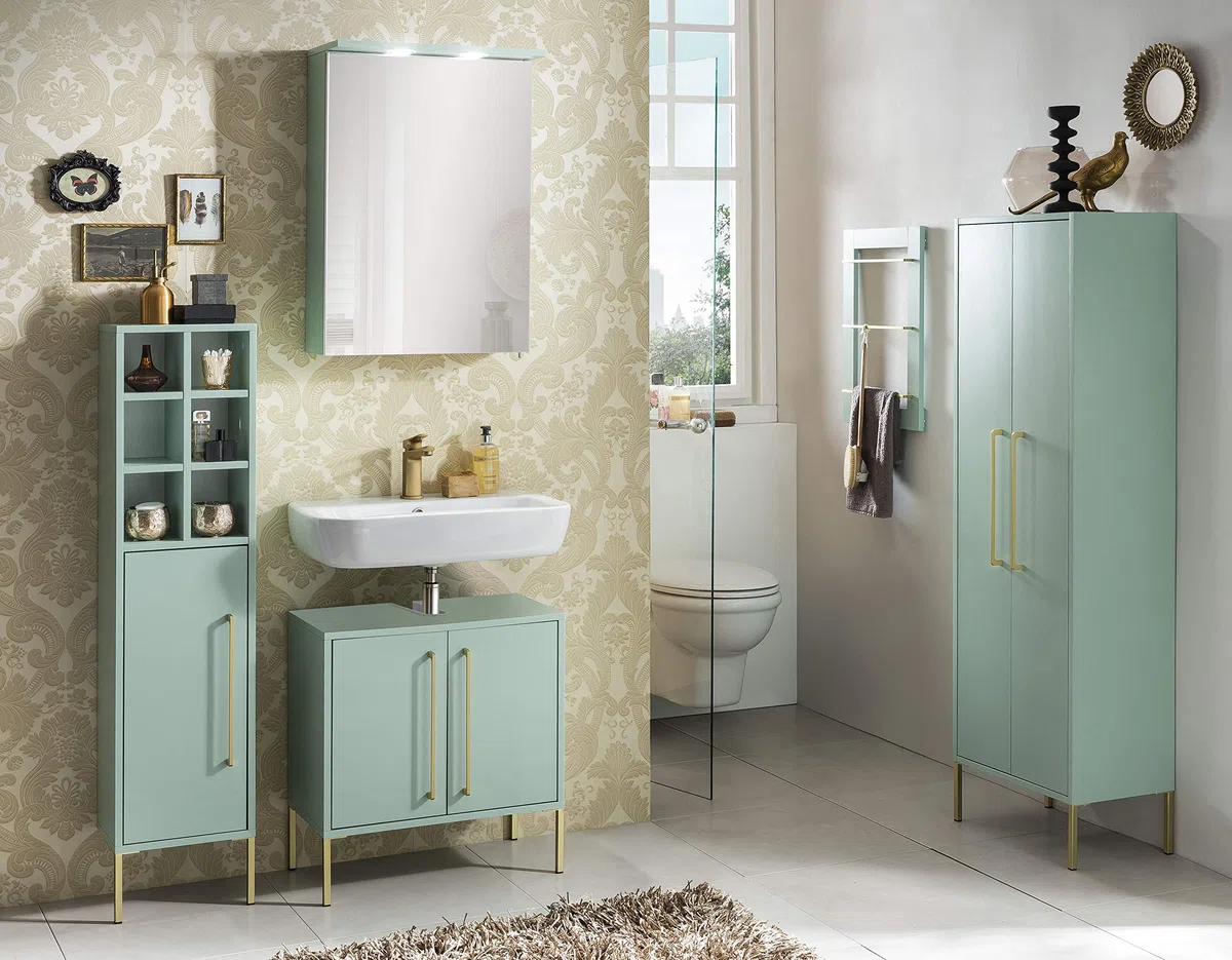 Schildmeyer Gloria Highboard 146637, Mint/Gold, 2 Türen
