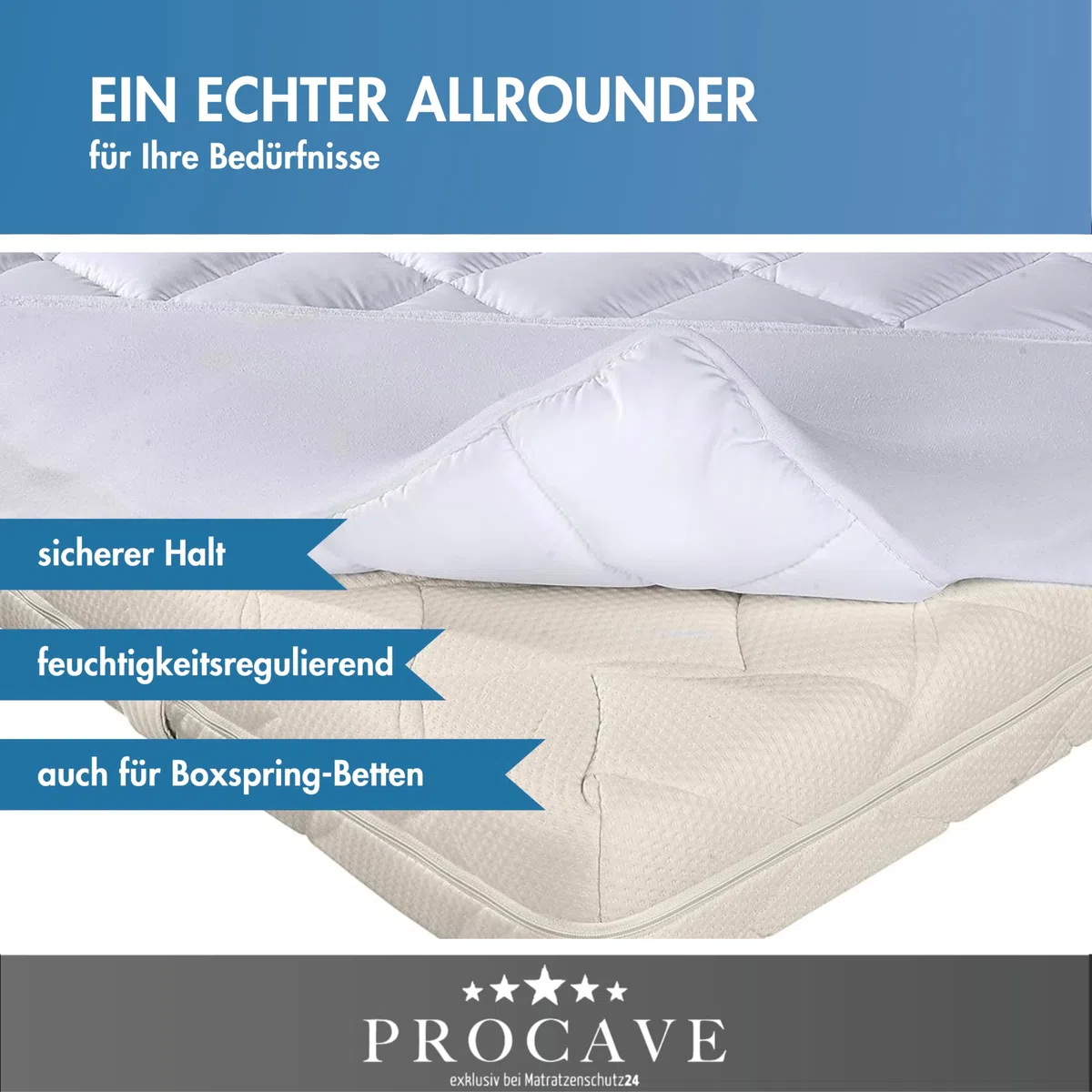 PROCAVE Micro-Comfort Matratzen-Bett-Schoner weiß 180x200 cm mit Spannumrandung | Höhe bis 30cm | Auch für Boxspring-Betten und Wasser-Betten geeignet | Microfaser | 100% Polyester | Matratzen-Auflage