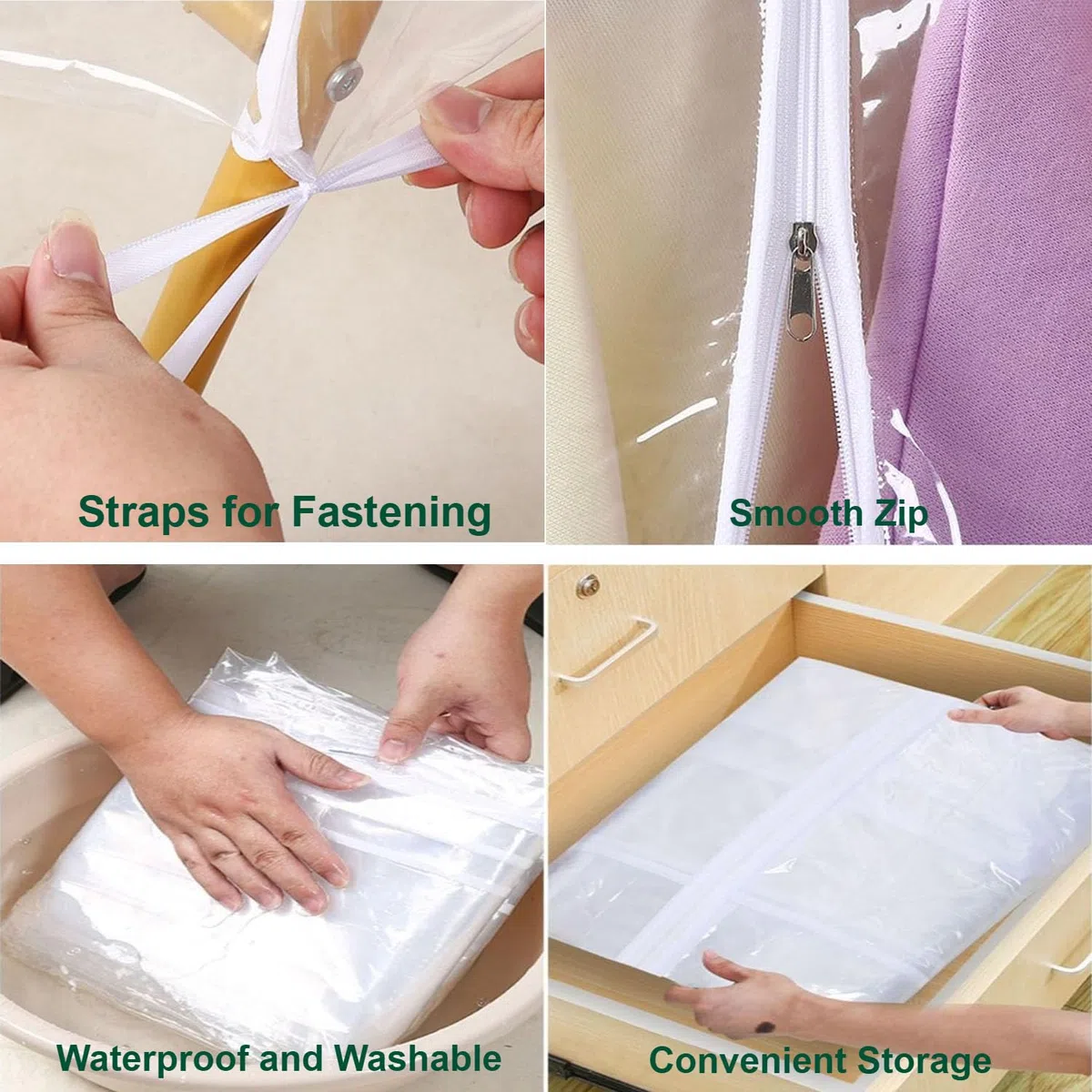 Staubschutz für Kleiderständer, 2 m, extra hoher Kleiderstangenschutz mit doppeltem Reißverschluss, Kleideraufbewahrung, Kleiderbügelabdeckung für Kleider, Mäntel, Jacken (transparent, 200 x 50 x 200