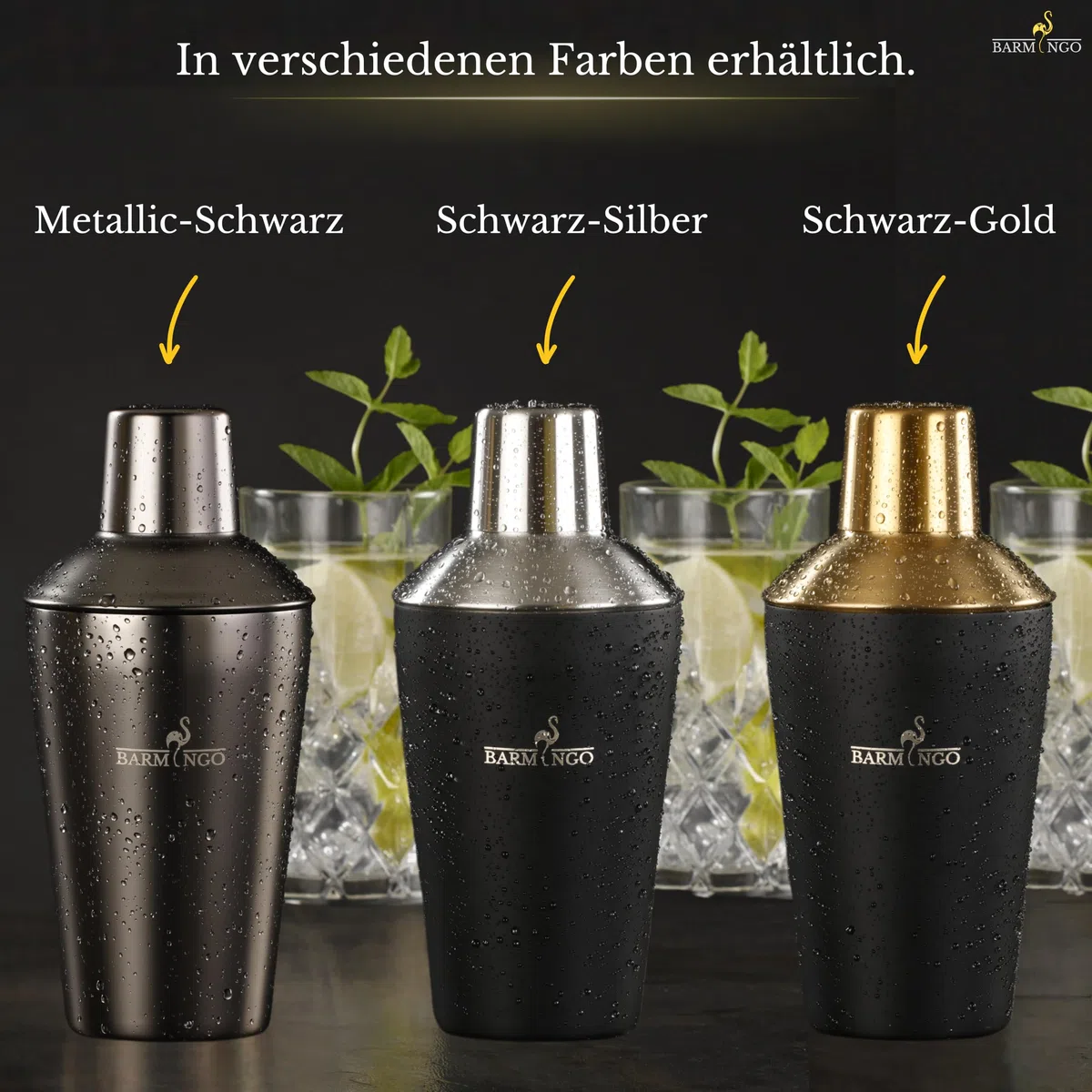Cocktail Shaker Set [1,3 - SEHR GUT] - 500ml Edelstahl Cocktailshaker mit Bar Zubehör, Cocktail Set | Bar Set | Barkeeper Set | Cocktail Mix Set | Bar Geschenkset | Schwarz-Silber