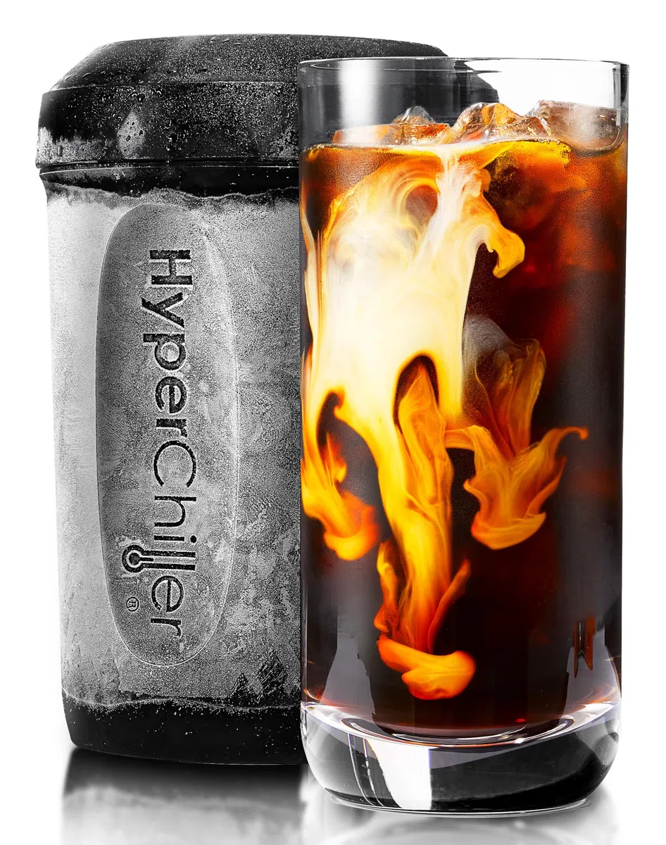 HyperChiller HC3 Eiskaffee-/Getränkekühler, patentiert, verbessert, stärker und langlebiger Fertig in einer Minute, wiederverwendbar für Eistee, Wein, Spirituosen, Alkohol, Saft, 355 ml, schwarz