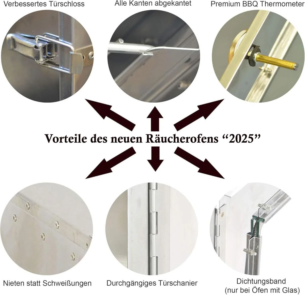 Massiver Edelstahl Räucherofen/Räucherschrank - 120 cm Höhe - in Deutschland gefertigt + Elektro Set