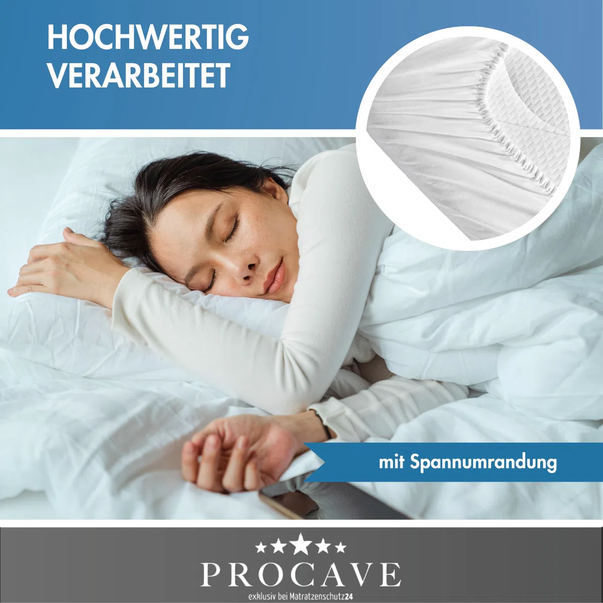 PROCAVE Micro-Comfort Matratzen-Bett-Schoner weiß 180x200 cm mit Spannumrandung | Höhe bis 30cm | Auch für Boxspring-Betten und Wasser-Betten geeignet | Microfaser | 100% Polyester | Matratzen-Auflage