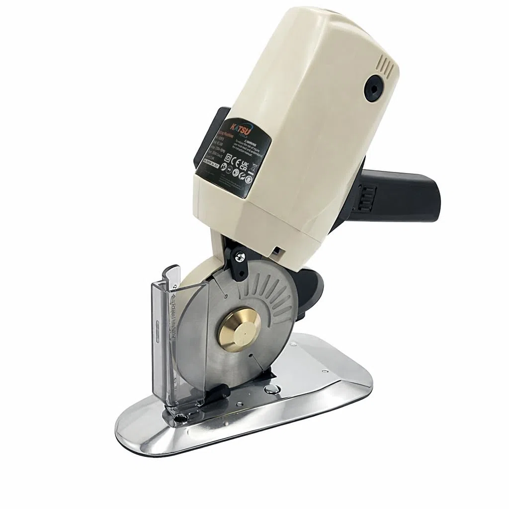 KATSU Elektrischer Industrieller Stoffschneider 220V 200W, Klingengröße 100mm und 25mm Maximale Schnittdicke, Ideal für Stoff Textil-Lederpapier, mit Ersatzklinge 103915