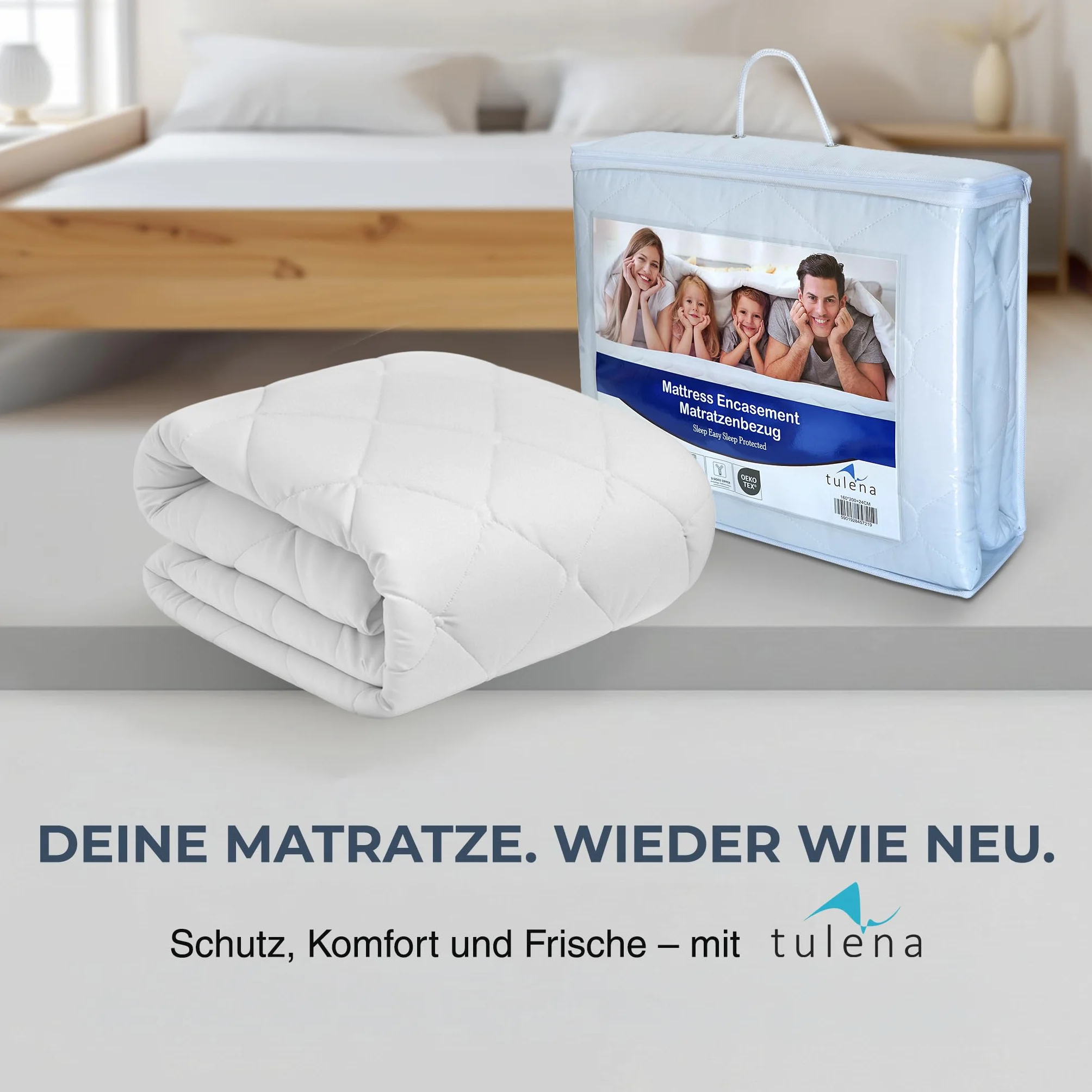 TULENA Matratzenbezug 90x200 cm Matratzenschoner mit Reißverschluss | angenehm weich, gut verarbeitet | als Ersatz Bezug | beide Seiten versteppt Doppeltuch