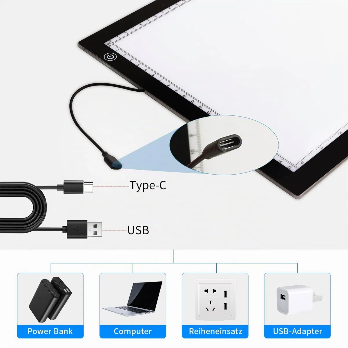 Leuchttisch A3 - Diamond Painting Leuchttisch mit Ständer, stufenlos dimmbare 3 Stufen Helligkeit Leuchtplatte Ultra-Thin LED Light Pad für Diamond Painting Tracing Sketching