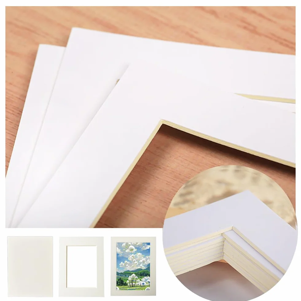 20 Stück Passepartout, 1 mm Weiß Passepartout 2 Größen Bild-Fotorahmen-Halterungen Matten Bild Foto Rahmen Halterungen Matten für Zuhause, Studio, Kunstwerke, Gemälde, Fotoarbeiten