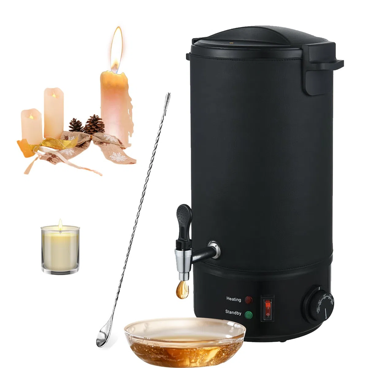 Kamanan 8L Wachsschmelztopf für DIY Kerzenherstellung Set,Elektrischer Wachsschmelzer 30–110°C Einstellbar,Schnelle Heizung Kerzenwachs Schmelztopf,Schmelztopf Kerzenwachs,Zuhause & Gewerbe