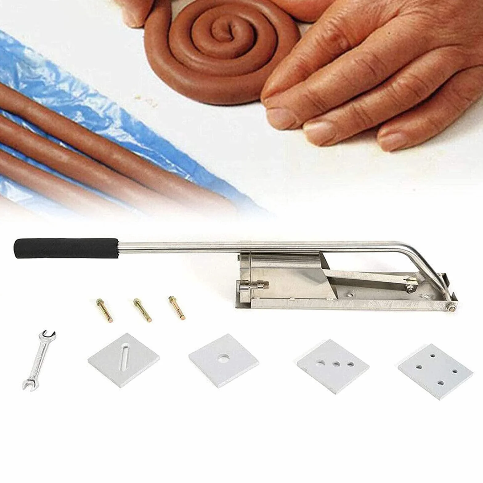 Edelstahl-Ton-Extruder, An Der Wand Montierter Zuckerpasten-Extruder-Bastelschneider, Mit 4 Modulen, Polymer-Ton-Ausstecher, Für Töpferform-Keramik-Weichton-Extrusionsschlamm-Werkzeugmaschine