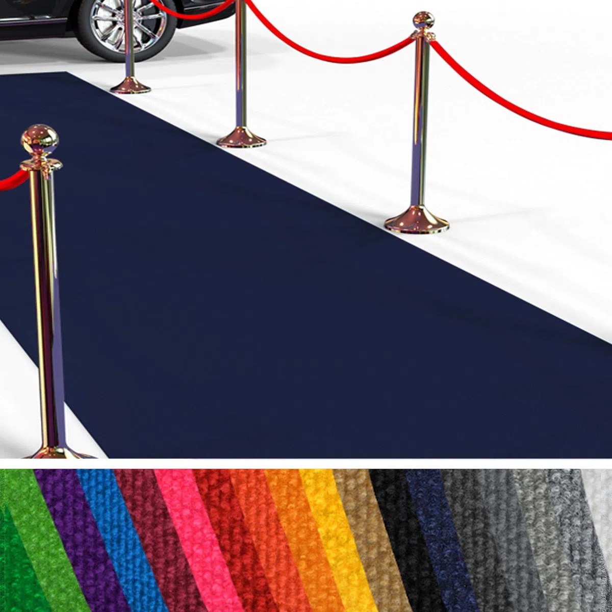 Floordirekt Gangläufer 100 x 1000 cm, Blau 621 - Hochzeitsläufer - Hochzeitsteppich - Premium Teppichläufer - Messeteppich - VIP Eventteppich