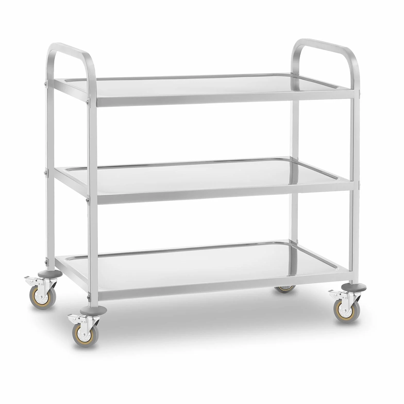 Royal Catering Servierwagen mit Rollen, 3 Tabletts RCSW 3 (101 x 55 x 96,5 cm, Tragkraft 480 kg, Dicke der Regale: 3 cm)