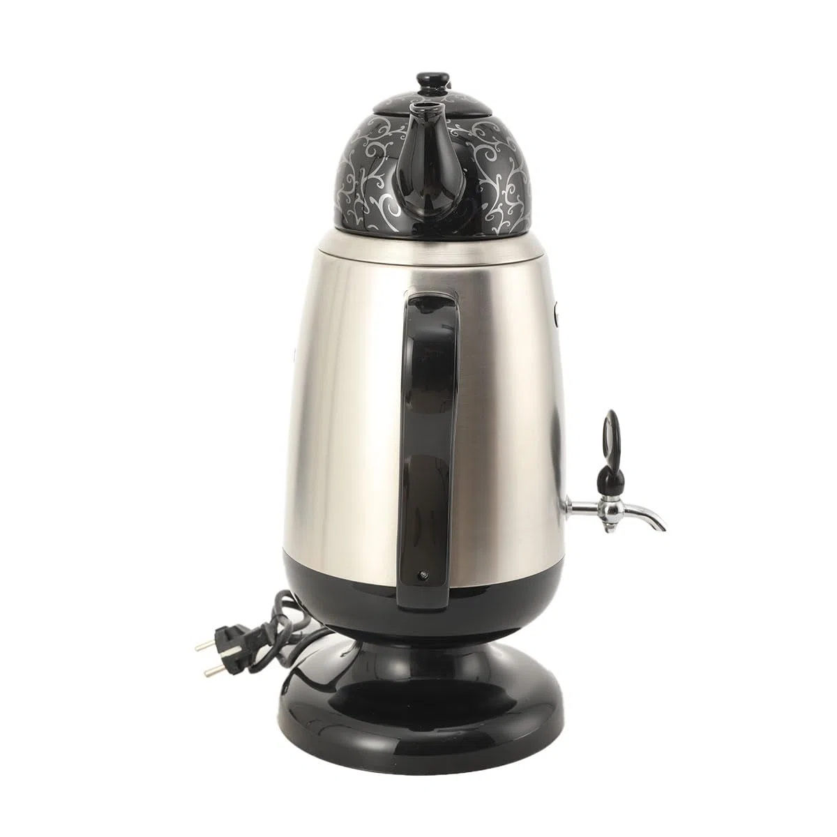 LALABU Samowar-Teebereiter,Elektrischer Samoware Edelstahl 220V, 3,5 Liter Teekocher Samovar Warmwasserbereiter mit Trockenkochschutzfunktion,Schwarz