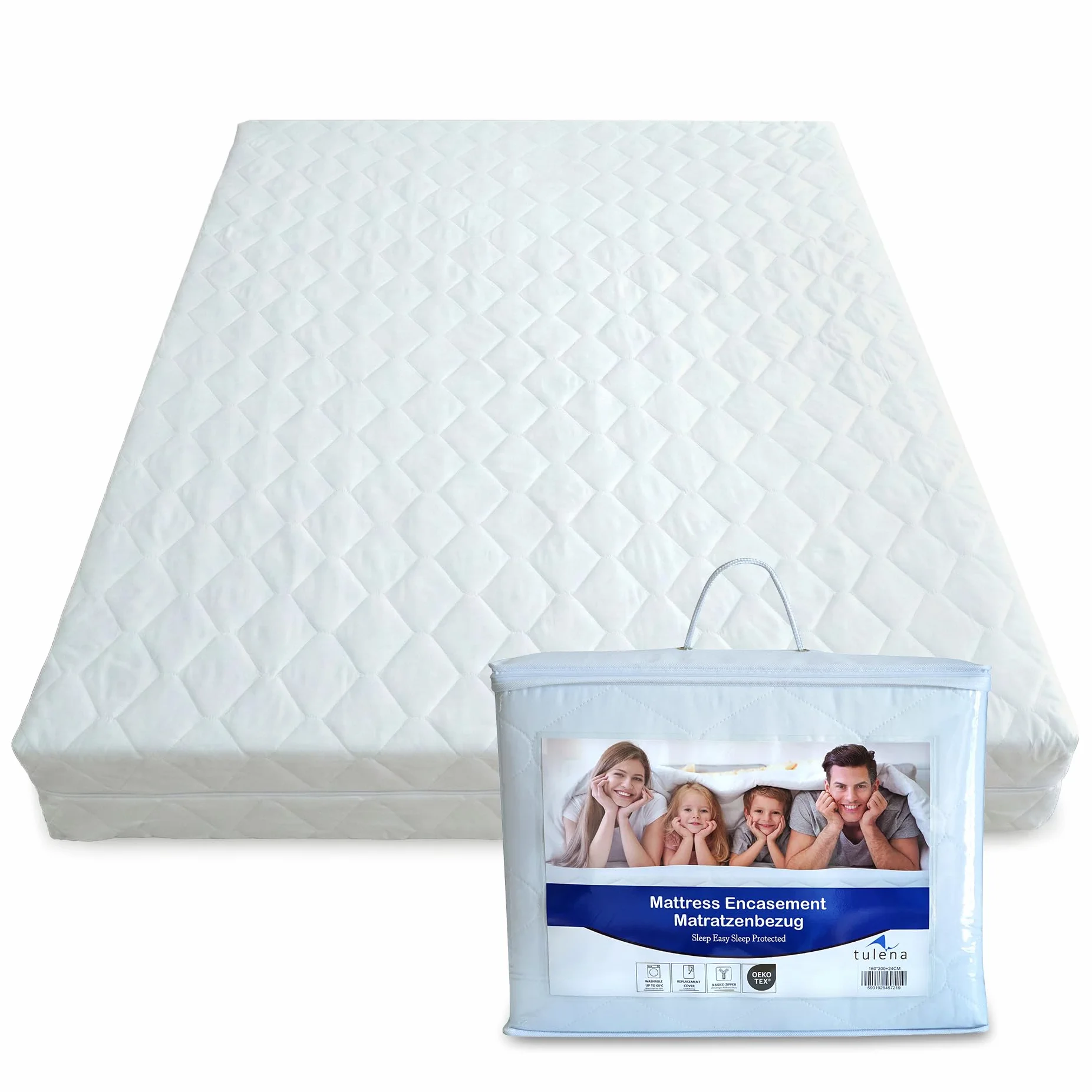 TULENA Matratzenbezug 90x200 cm Matratzenschoner mit Reißverschluss | angenehm weich, gut verarbeitet | als Ersatz Bezug | beide Seiten versteppt Doppeltuch