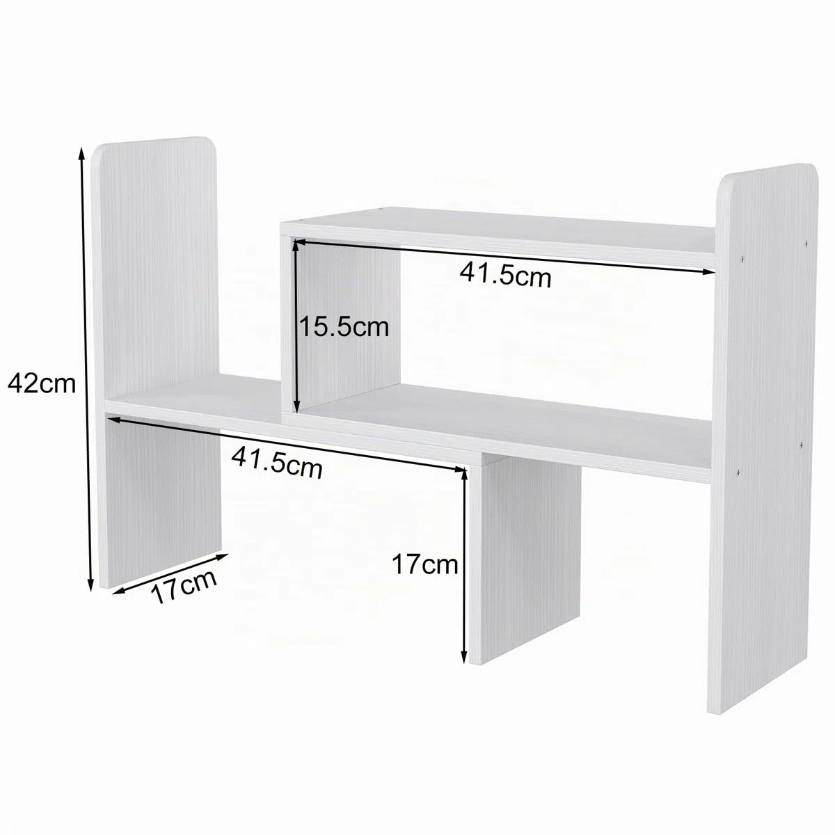 EasyPAG Schreibtisch Regal Holz Freistehend Kleines Bücherregal Verstellbar Schreibtisch Organizer Ständer Bürobedarf Ablage Display Regal,Weiß
