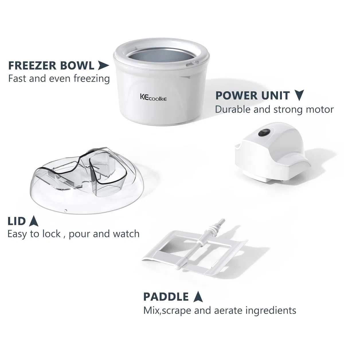 Speiseeisbereiter, Eismaschine, Elektrische Eismaschine Soft Serve Homemade KECOOLKE 1.5 L Frozen Yogurt, Sorbet, Gelato